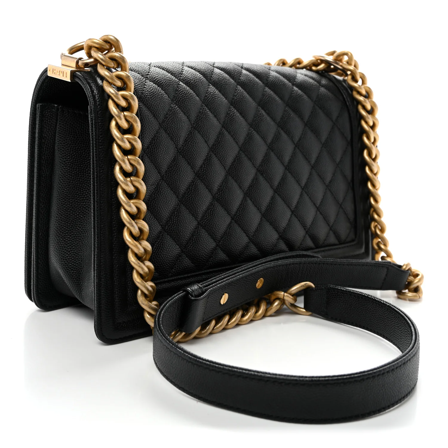 Caviar Quilted Medium Boy Flap Black - Top Club
