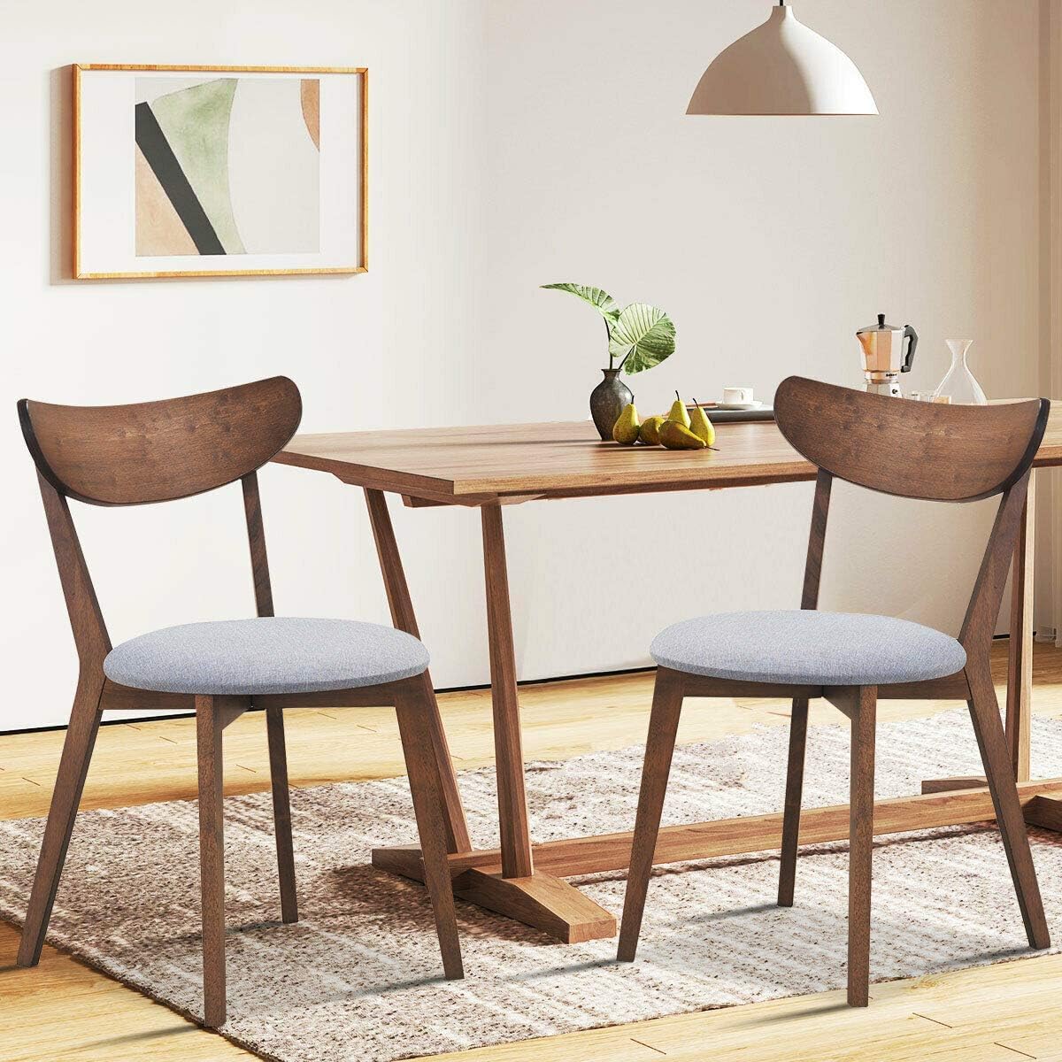 BEFOUNDLOVELY Mid-Century Modern Kitchen & Dining Chairs Set of 2/4 with Curved Back and Cushioned Seat