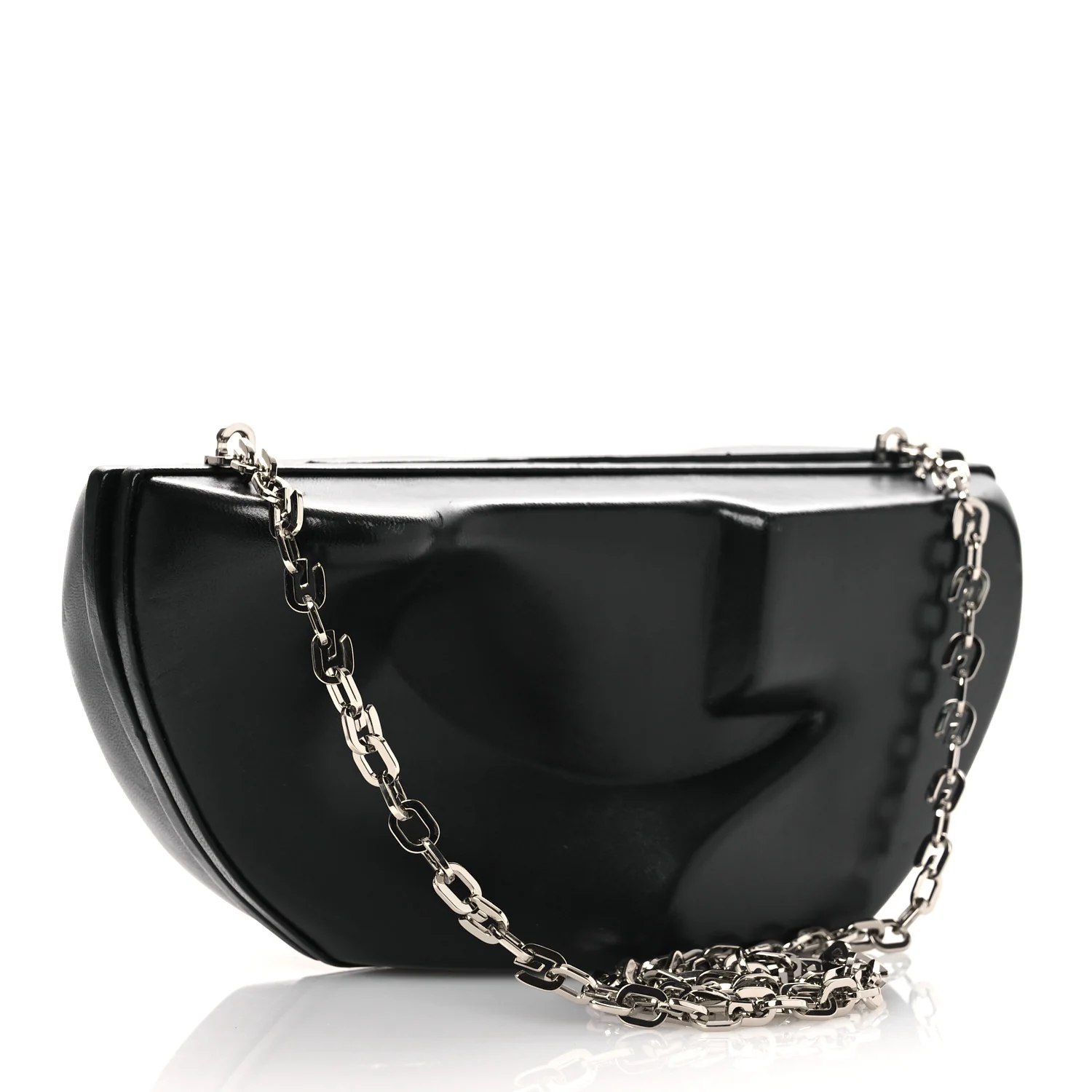 Calfskin G Chain Clutch Black - Top Club