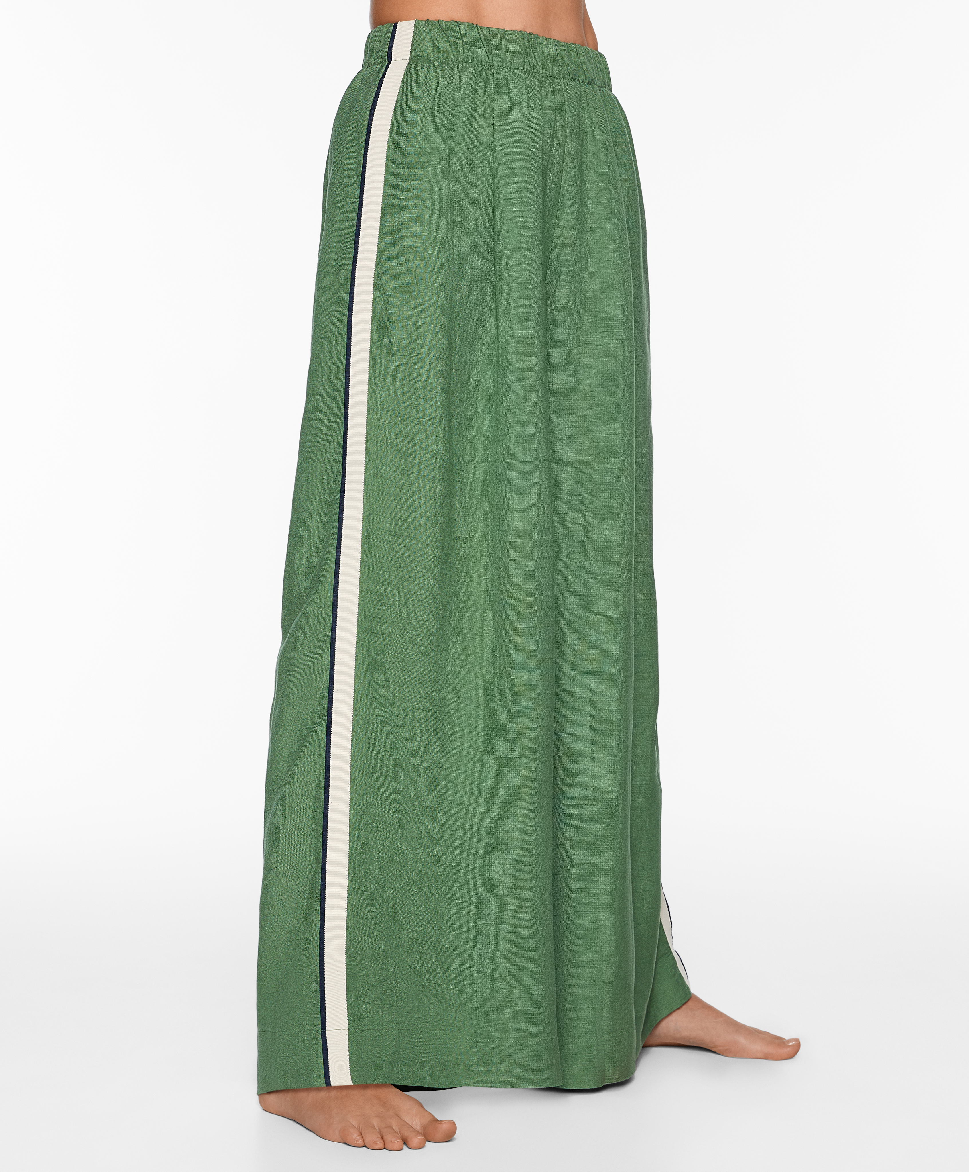 OYSHO Trousers with linen appliqué along the sides