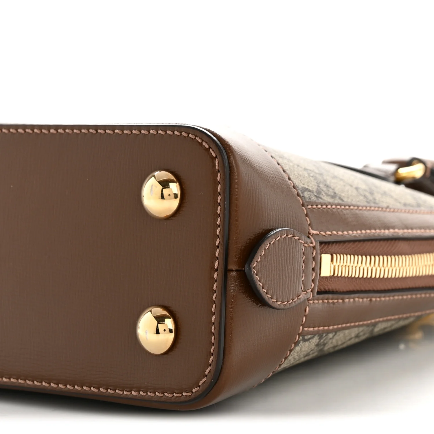 GG Supreme Monogram Azalea Calfskin Small Horsebit 1955 Top Handle Bag Beige Ebony Brown Sugar - Top Club
