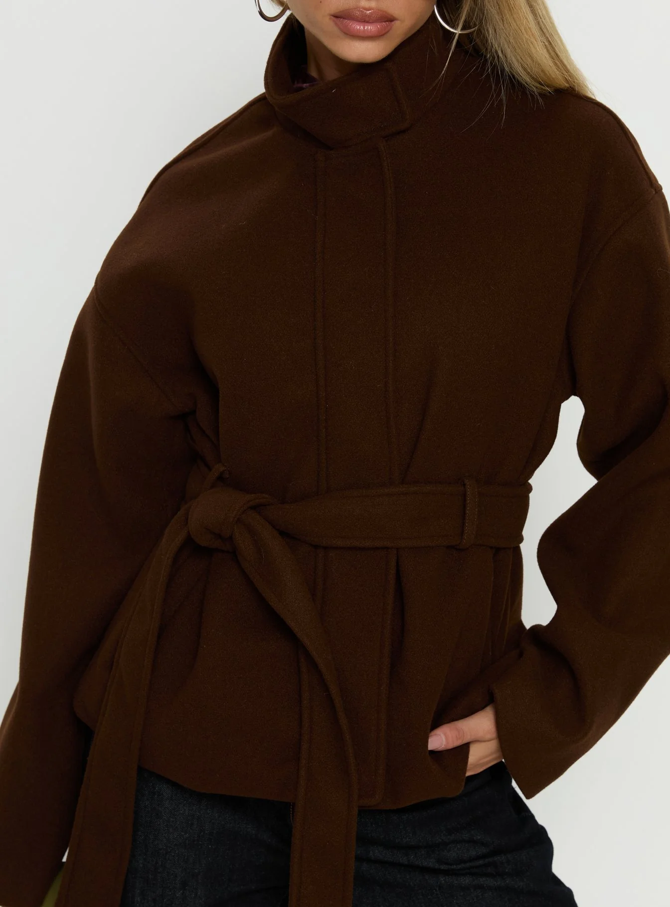 Tameeka Funnel Neck Coat Brown