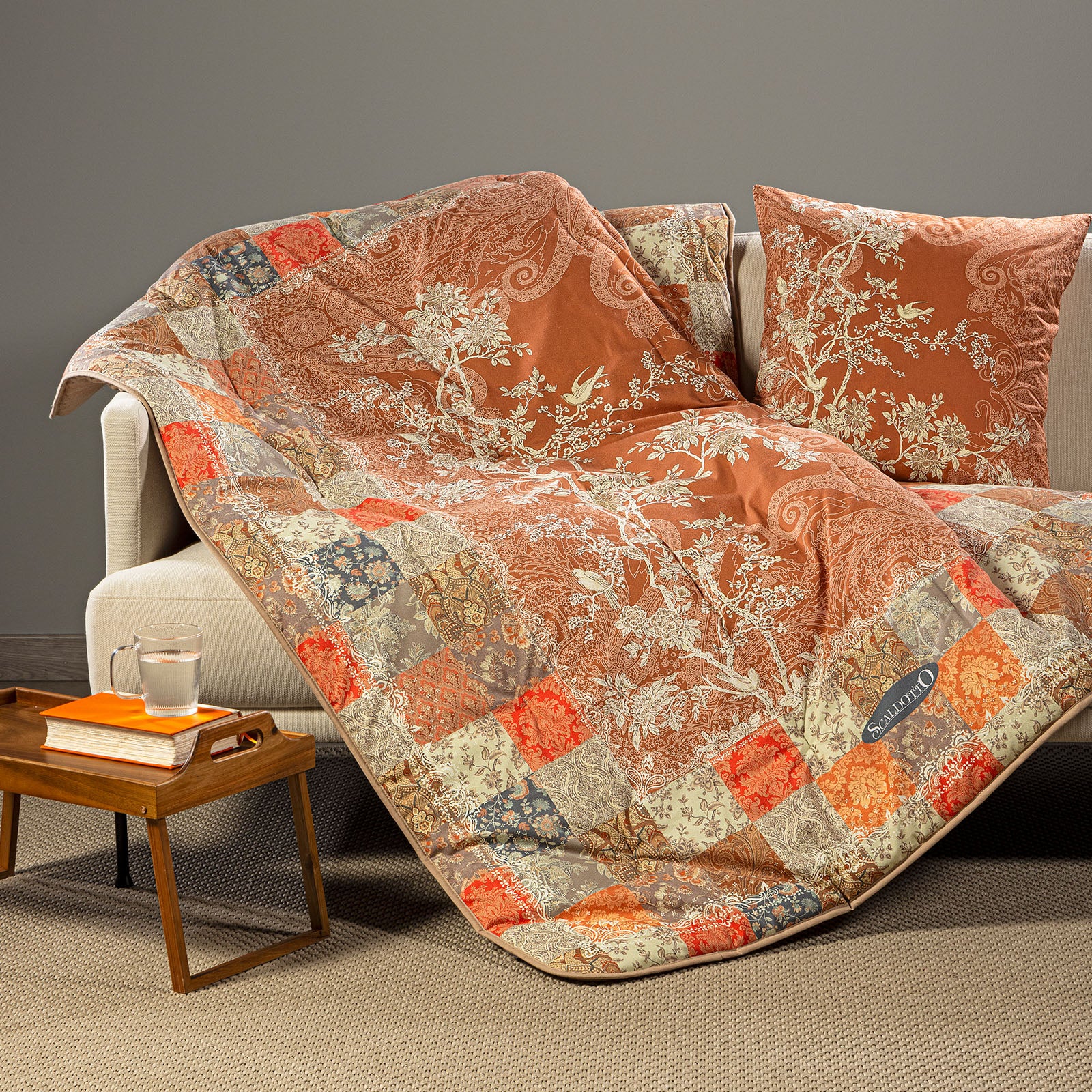 Plaid Scaldotto In Cotone Pettinato Berry Cm. 130X170 Ambra Caleffi