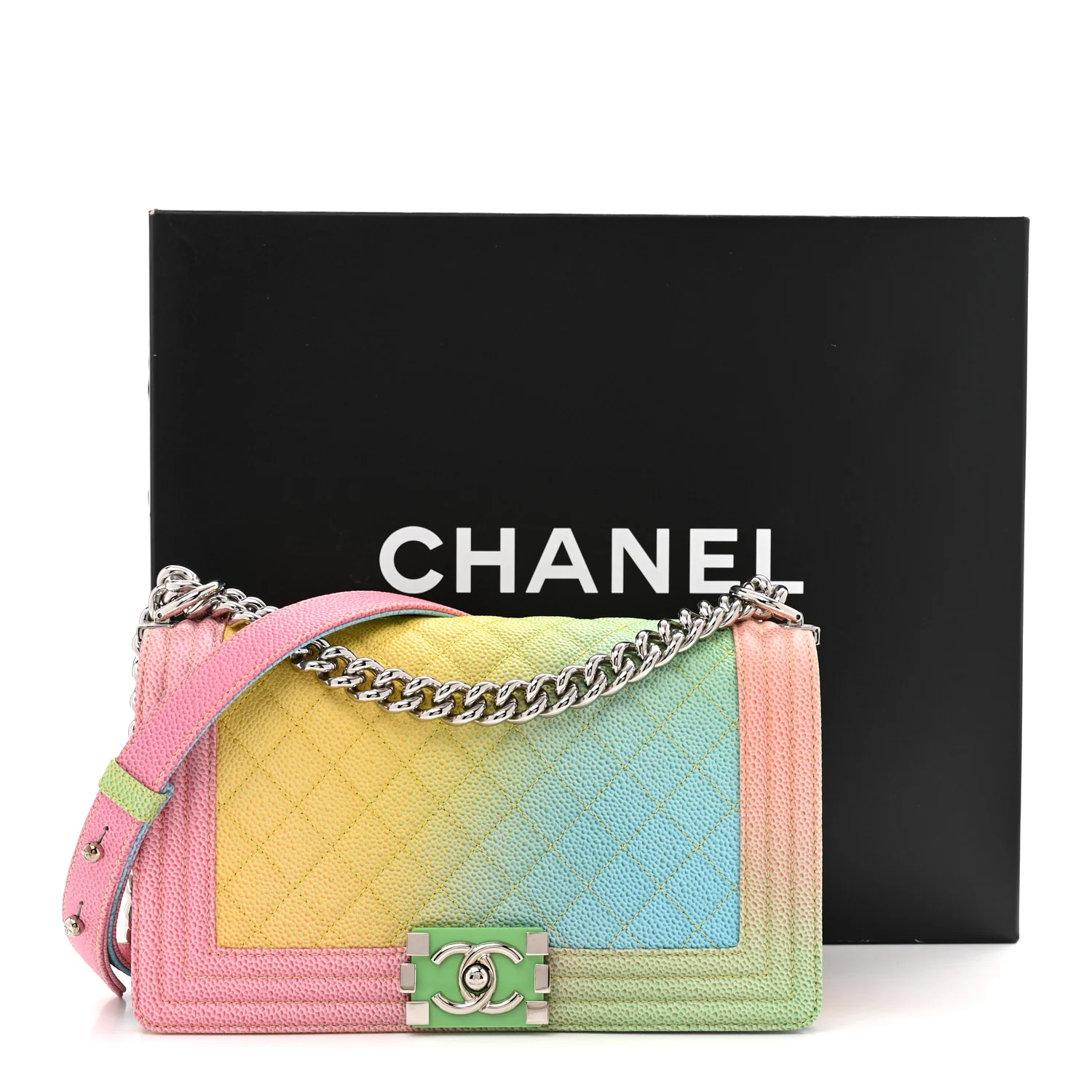 Caviar Quilted Medium Cuba Rainbow Boy Flap Multicolor - Top Club