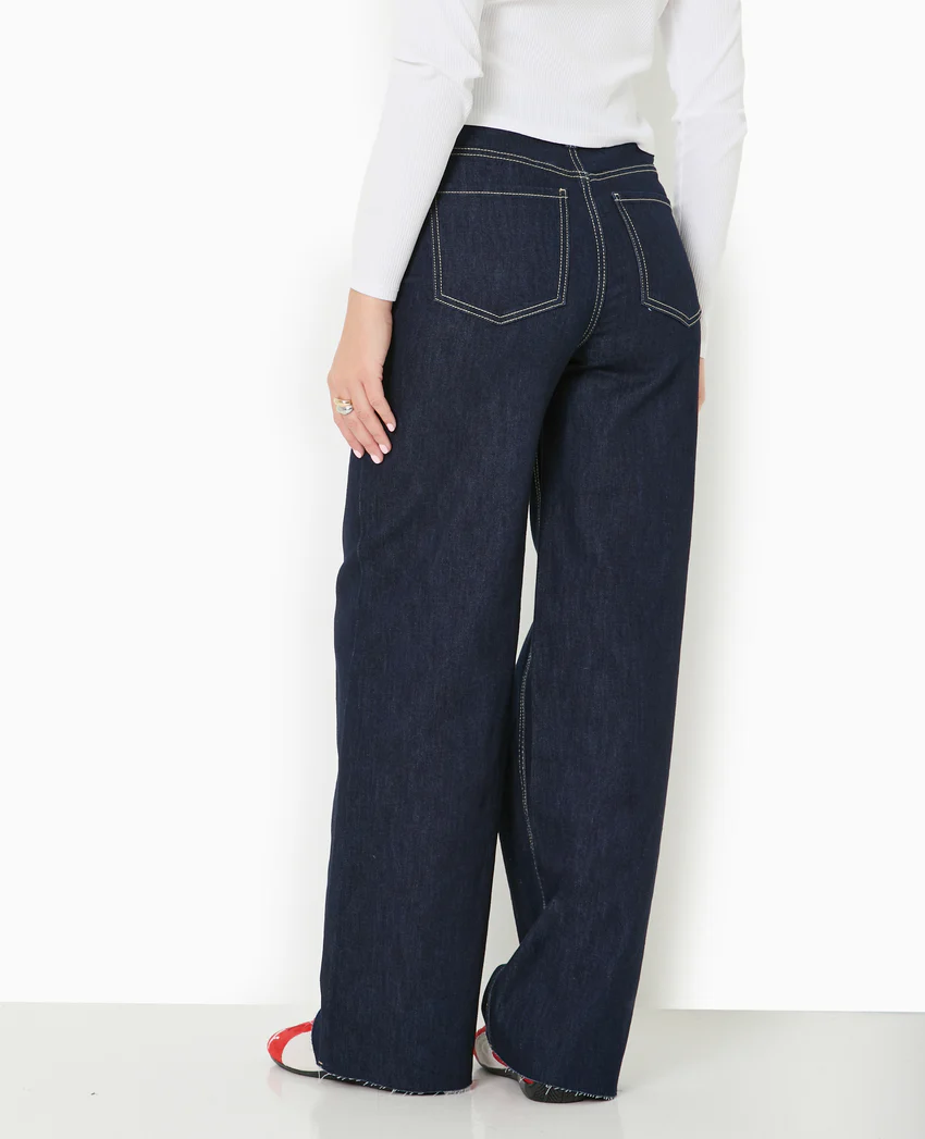 Pimkie J71-1 / Jean wide taille haute avec bas coupés
