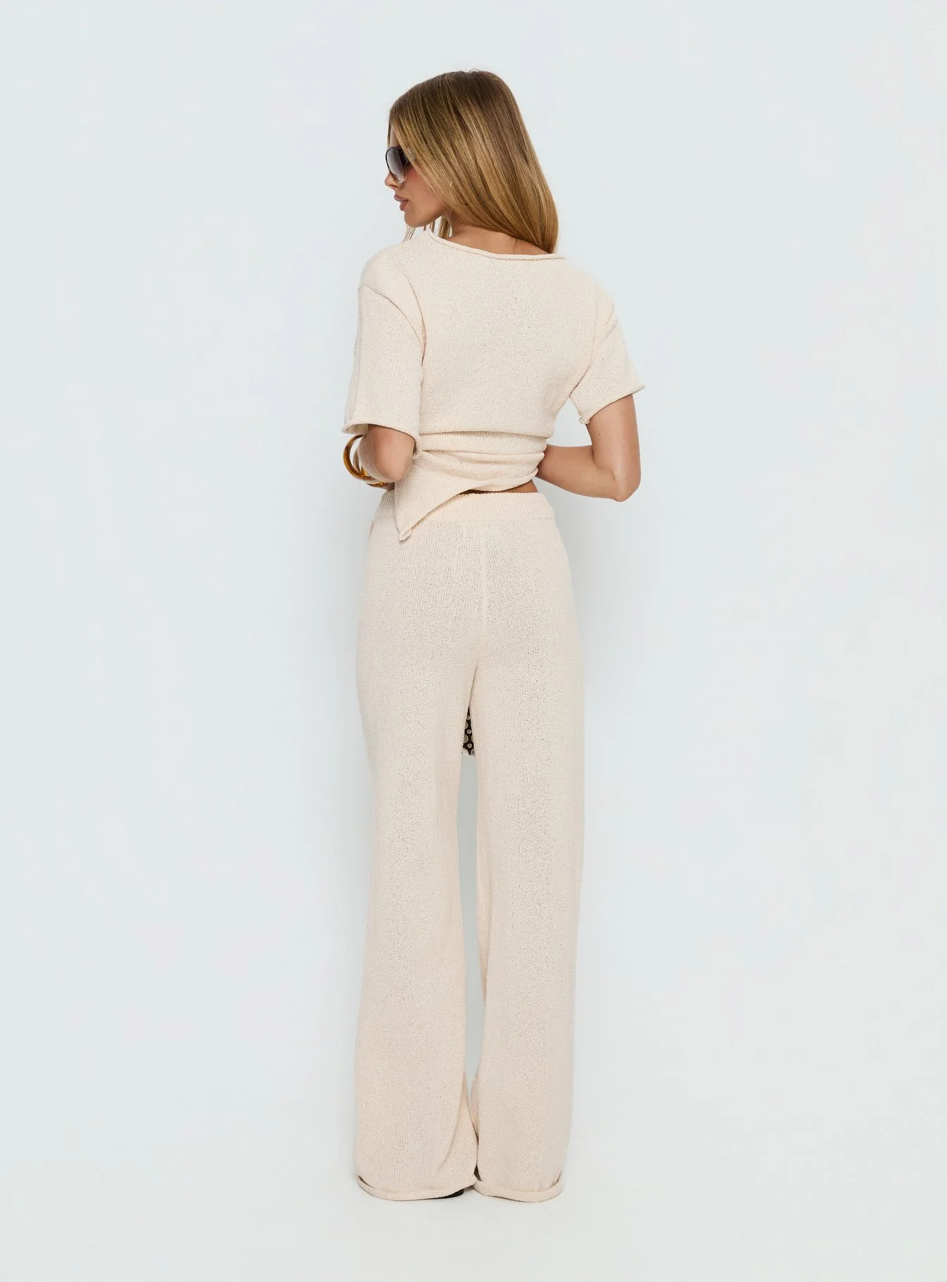 Calisse Knit Wide Leg Pants Beige