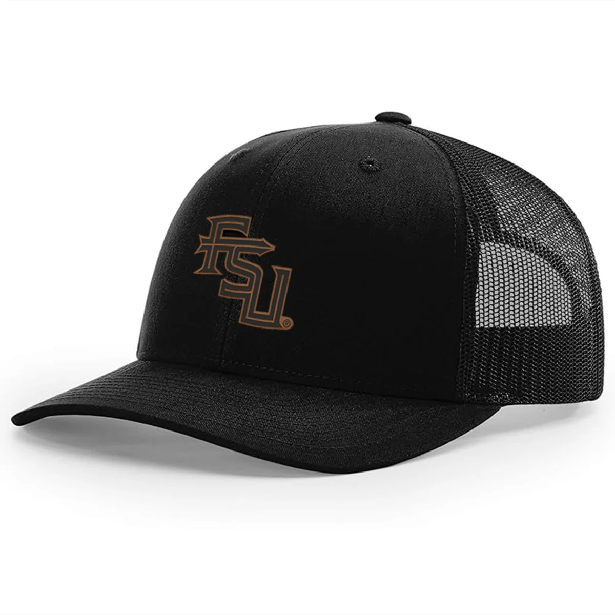 Uscape Richardson Men's Stacked FSU Leather Design Adjustable 112 Trucker - Black - MoB Apparel