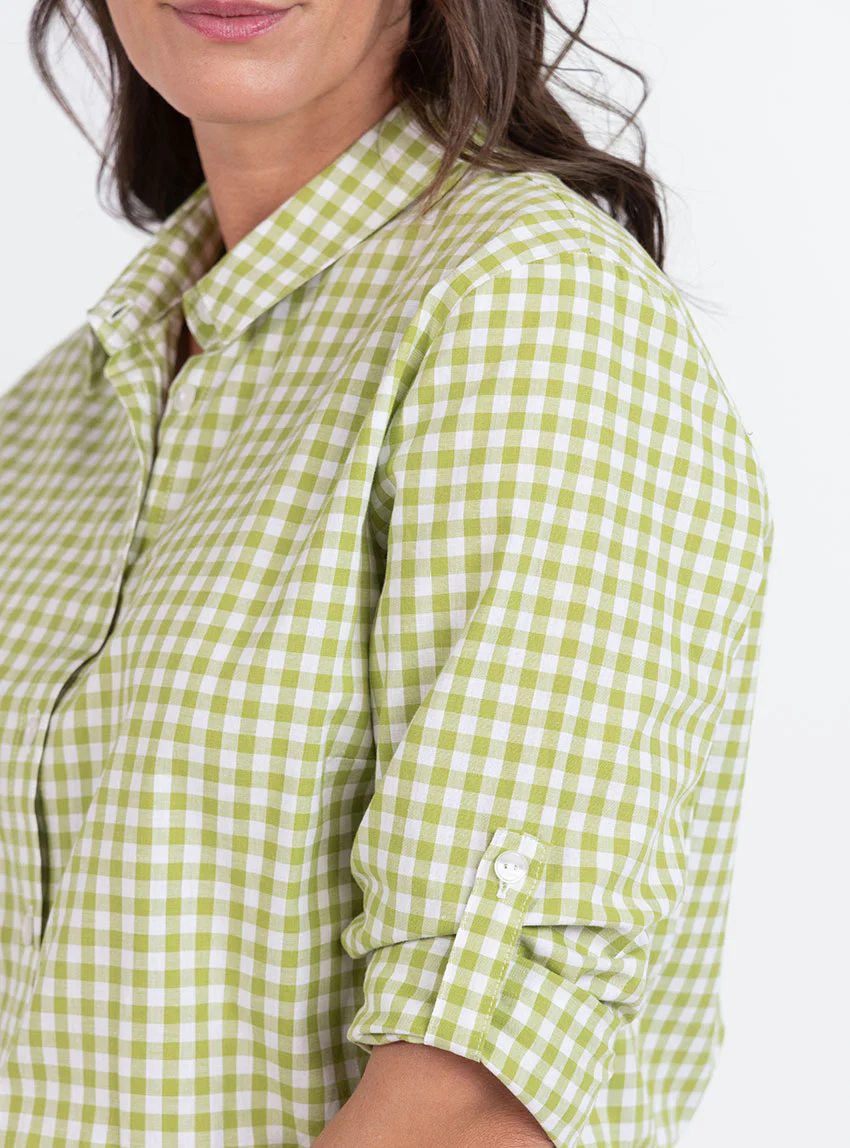 Chemise femme en coton vichy vert anis