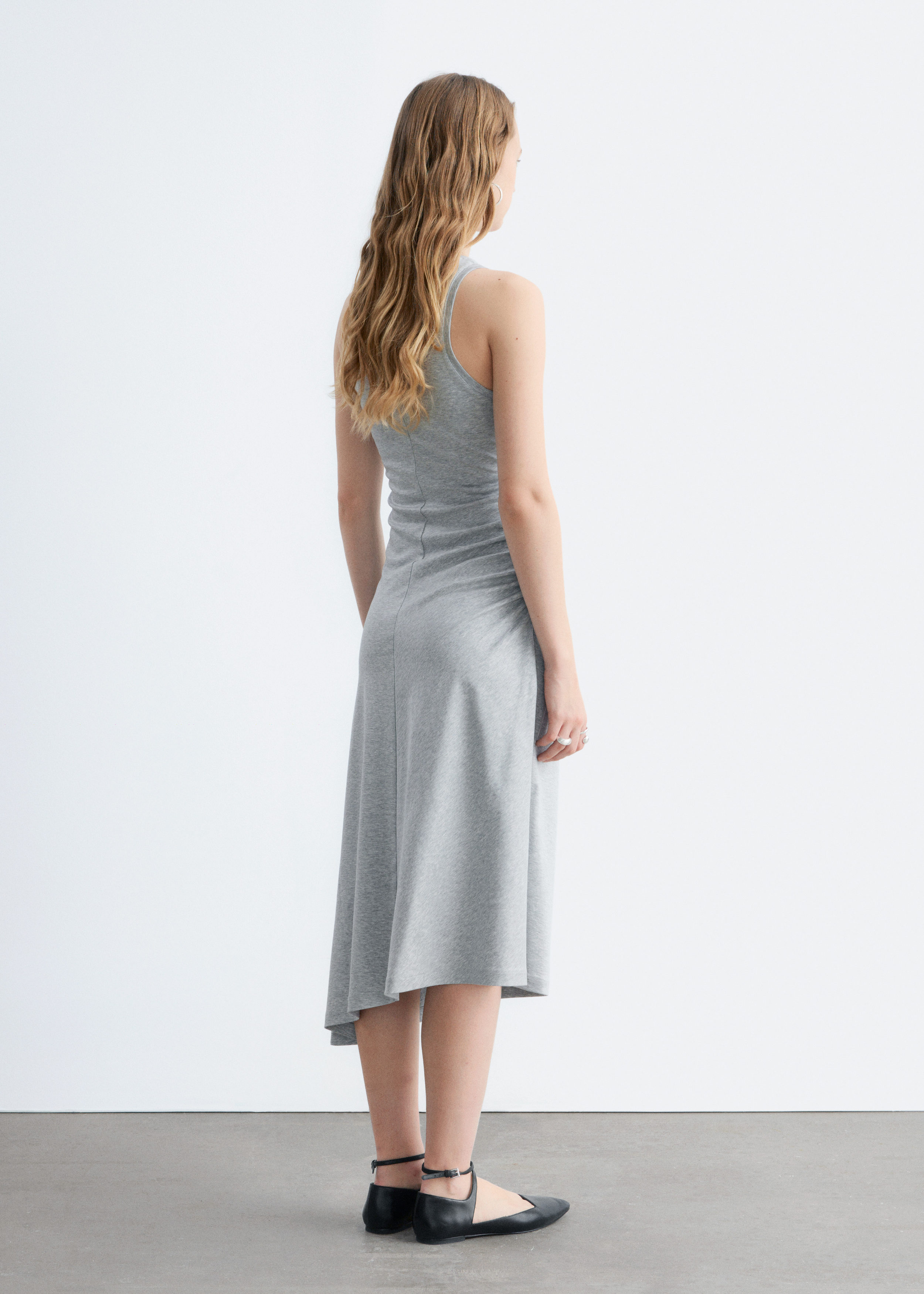 & Other Stories RUCHE ASYMMETRIC MIDI DRESS