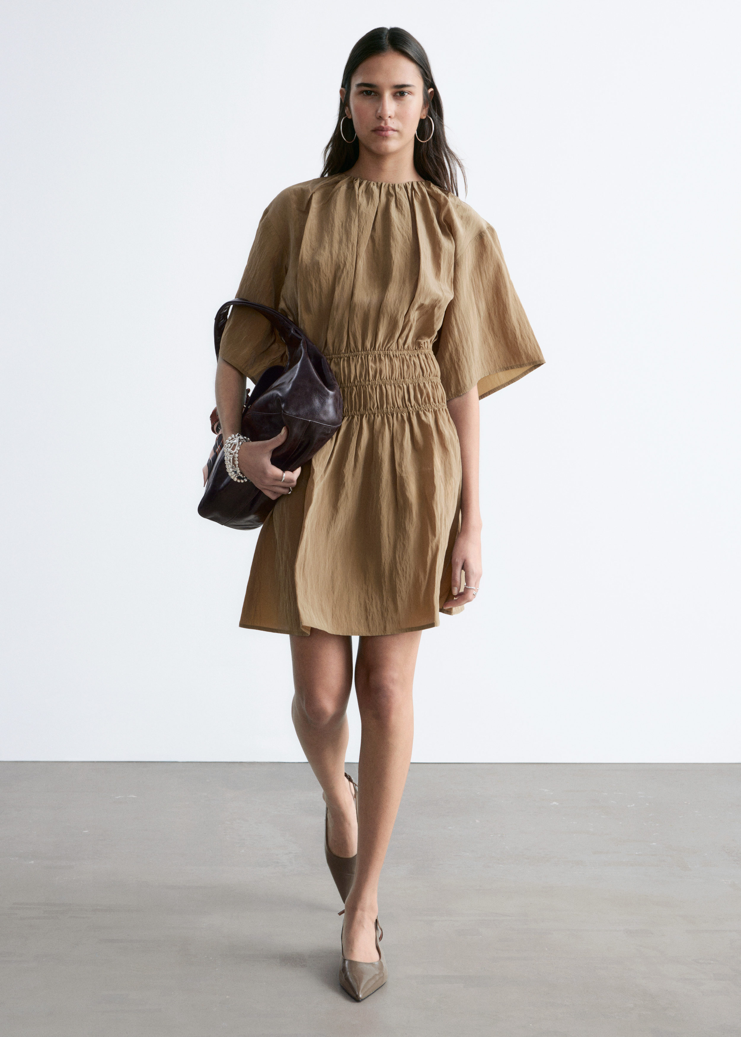 & Other Stories SHORT-SLEEVE RUCHED MINI DRESS