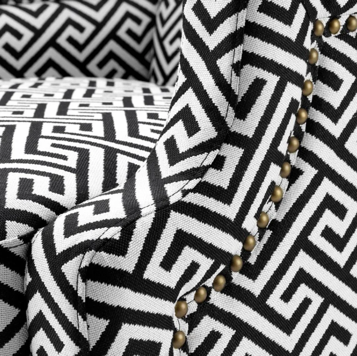 Designer armchair black / white - luxury wing chair