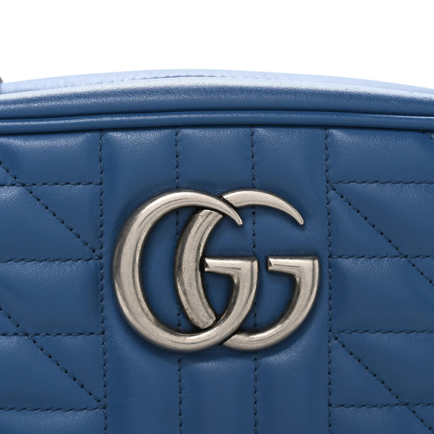 Calfskin Matelasse Aria Small GG Marmont Chain Shoulder Bag Clear Blue - Top Club