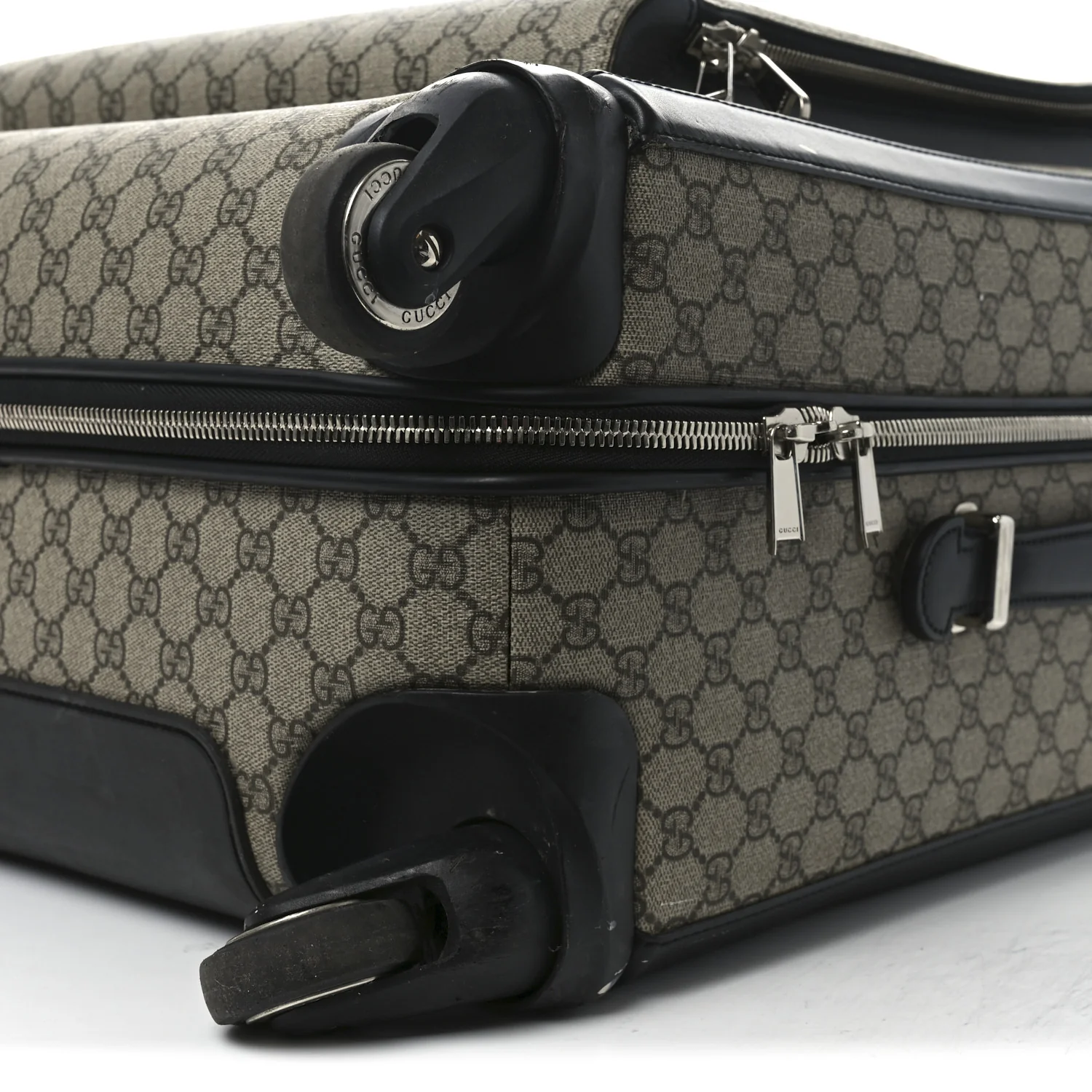 GG Supreme Monogram Four Wheel Suitcase Black - Top Club