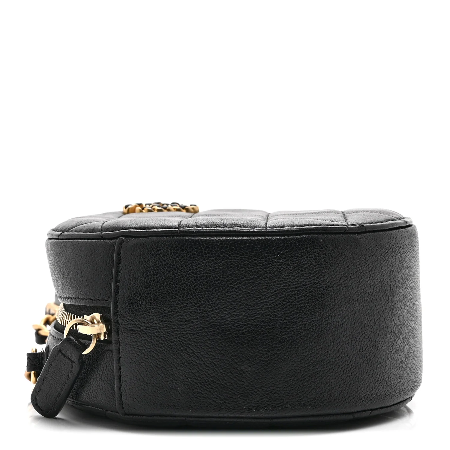 Goatskin Quilted Chanel 19 Round Clutch With Chain Black - Top Club