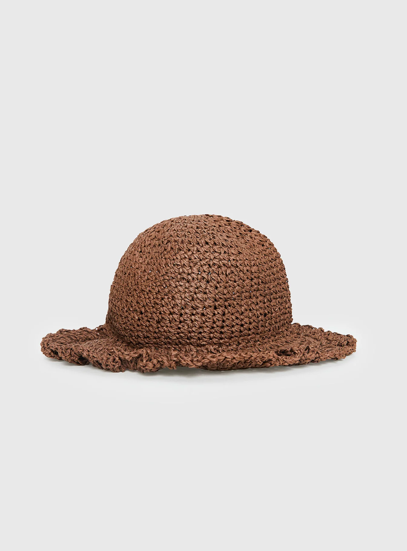 Dawnette Frill Detail Woven Hat Brown