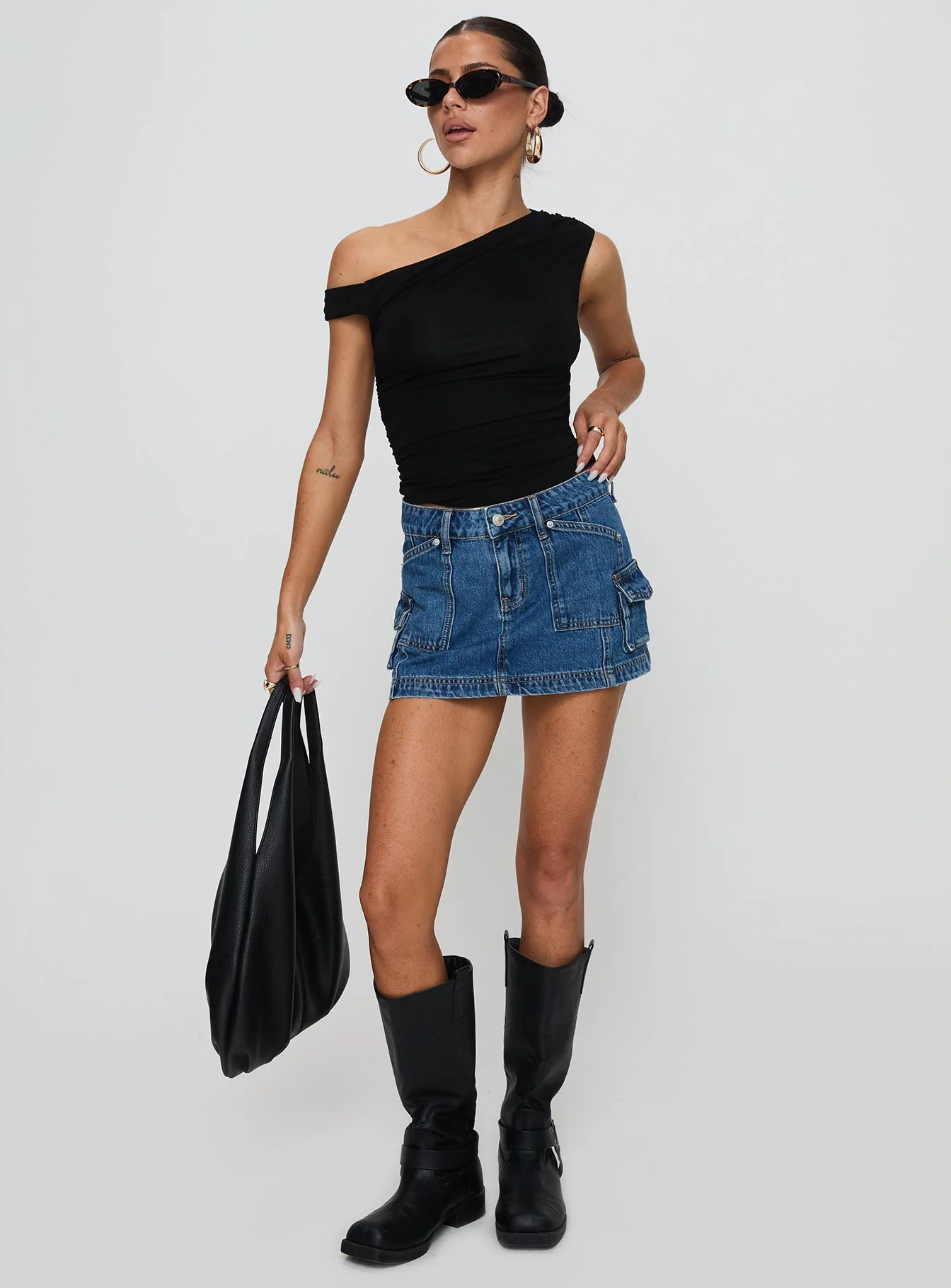 Pacific Coast Denim Cargo Skirt Dark Wash
