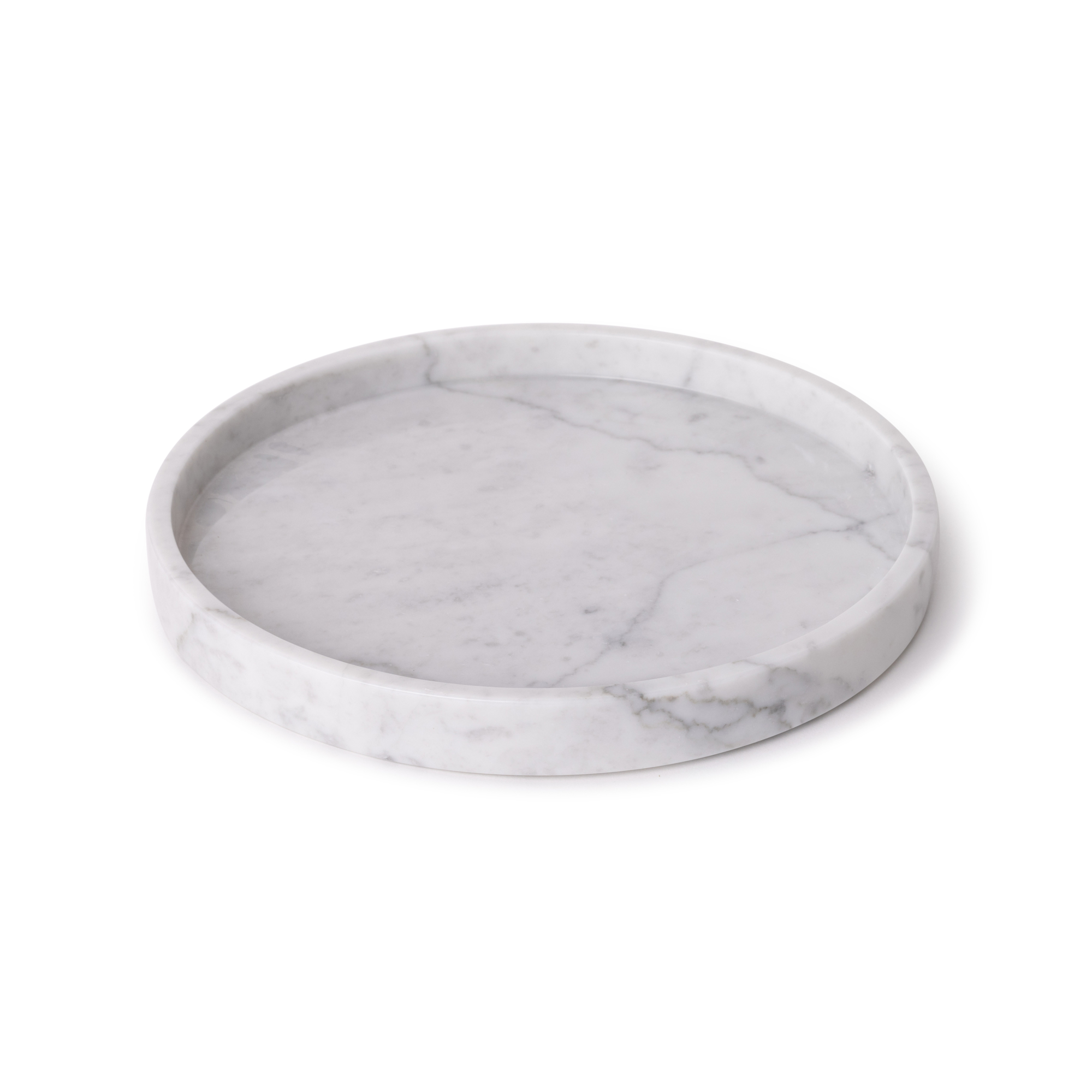 Marmer dienblad rond met rand tray Ø30cm wit