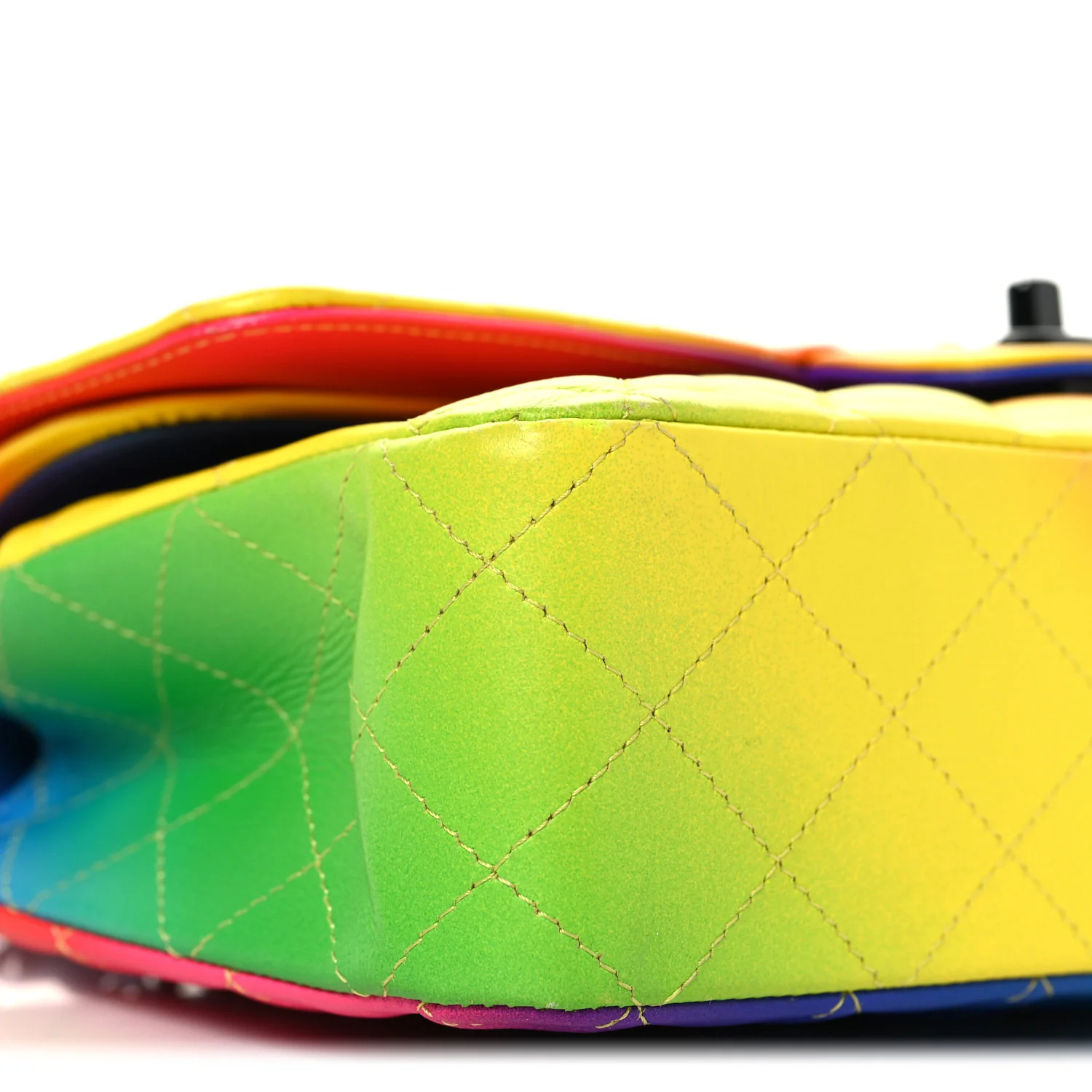 Calfskin Quilted Medium Rainbow Double Flap Multicolor - Top Club