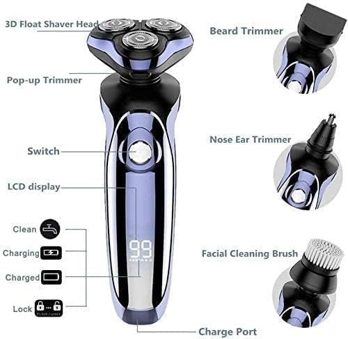 Rasoio elettrico multifunzione, rasoio elettrico ricaricabile tramite USB, display digitale LCD, impermeabile, rasoio elettrico con pettine limite, per rasatura e toelettatura