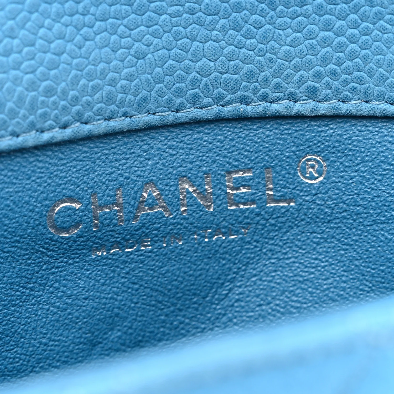Iridescent Caviar Quilted Extra Mini Flap Light Blue - Top Club