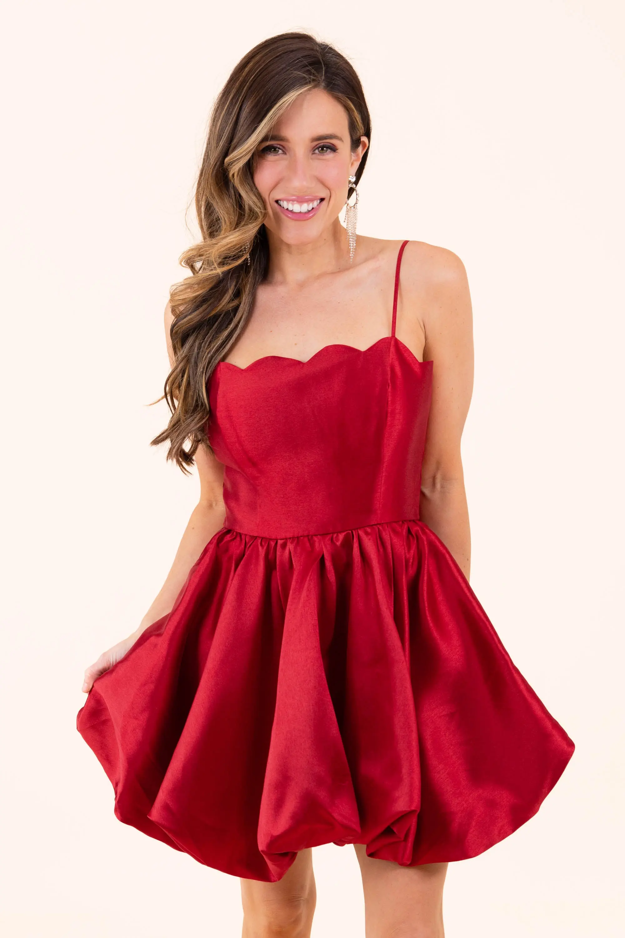 Dance The Night Away Scallop Bubble Mini Dress - ALJEGJ