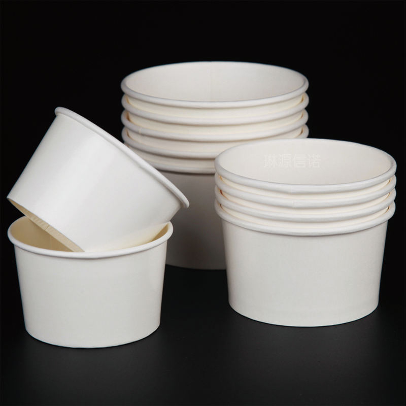 Eco-friendly biodegradable disposable custom logo printed ice cream cups with lids