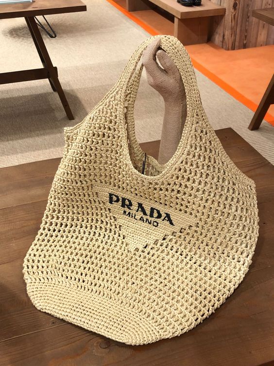 Prada Raffia Tote Bag-Khaki - Top Club