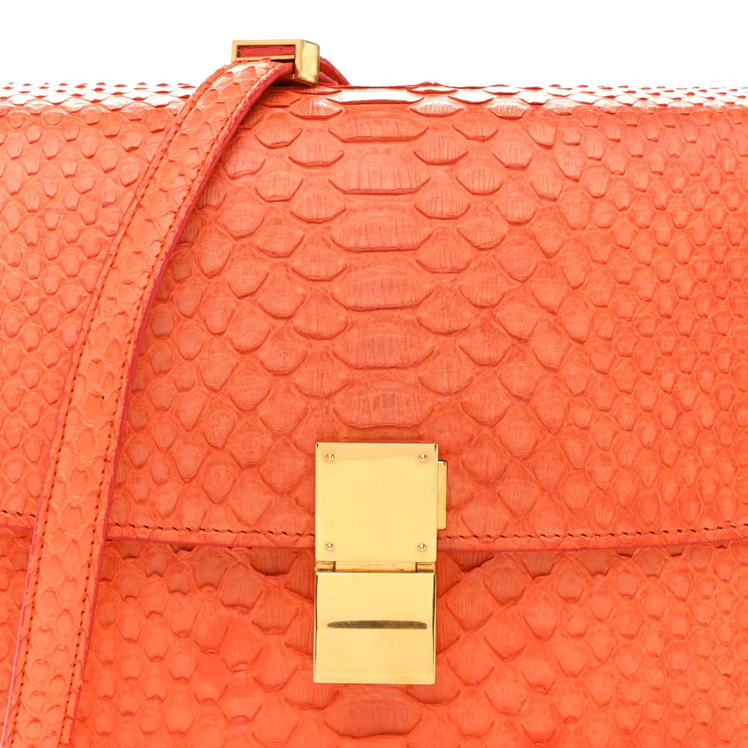 Snakeskin Medium Classic Box Flap Orange - Top Club