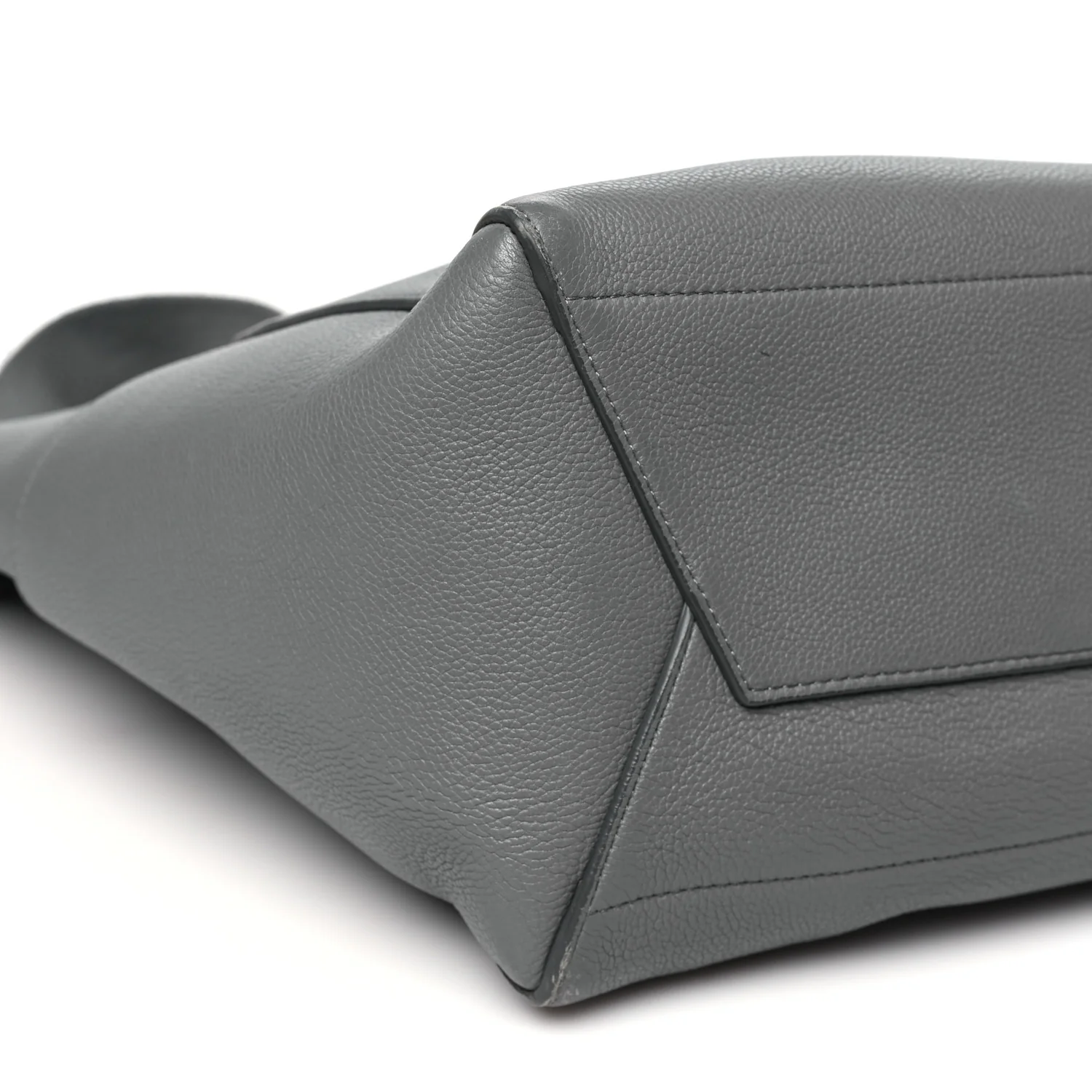 Soft Grained Calfskin Sangle Bucket Bag Grey - Top Club