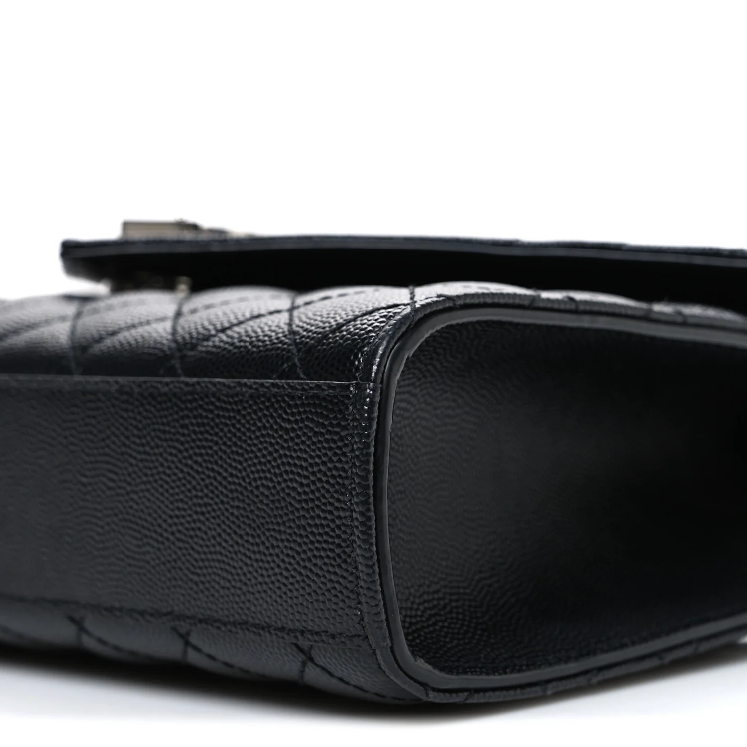 Grain De Poudre Textured Mixed Matelasse Triquilt Medium Monogram Satchel Black - Top Club
