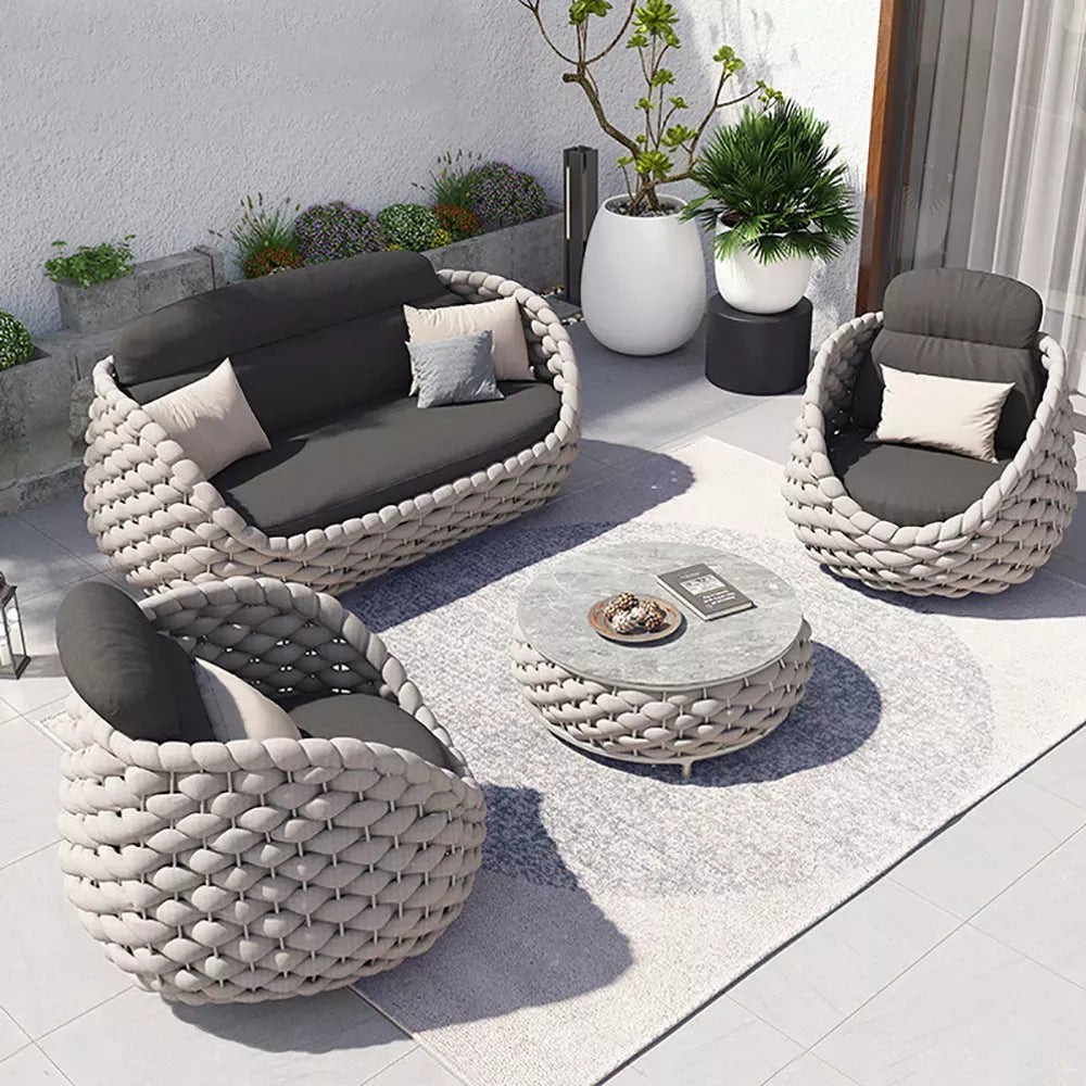 Outdoor Sectional Sofa Set with Removable Pillow Cushions