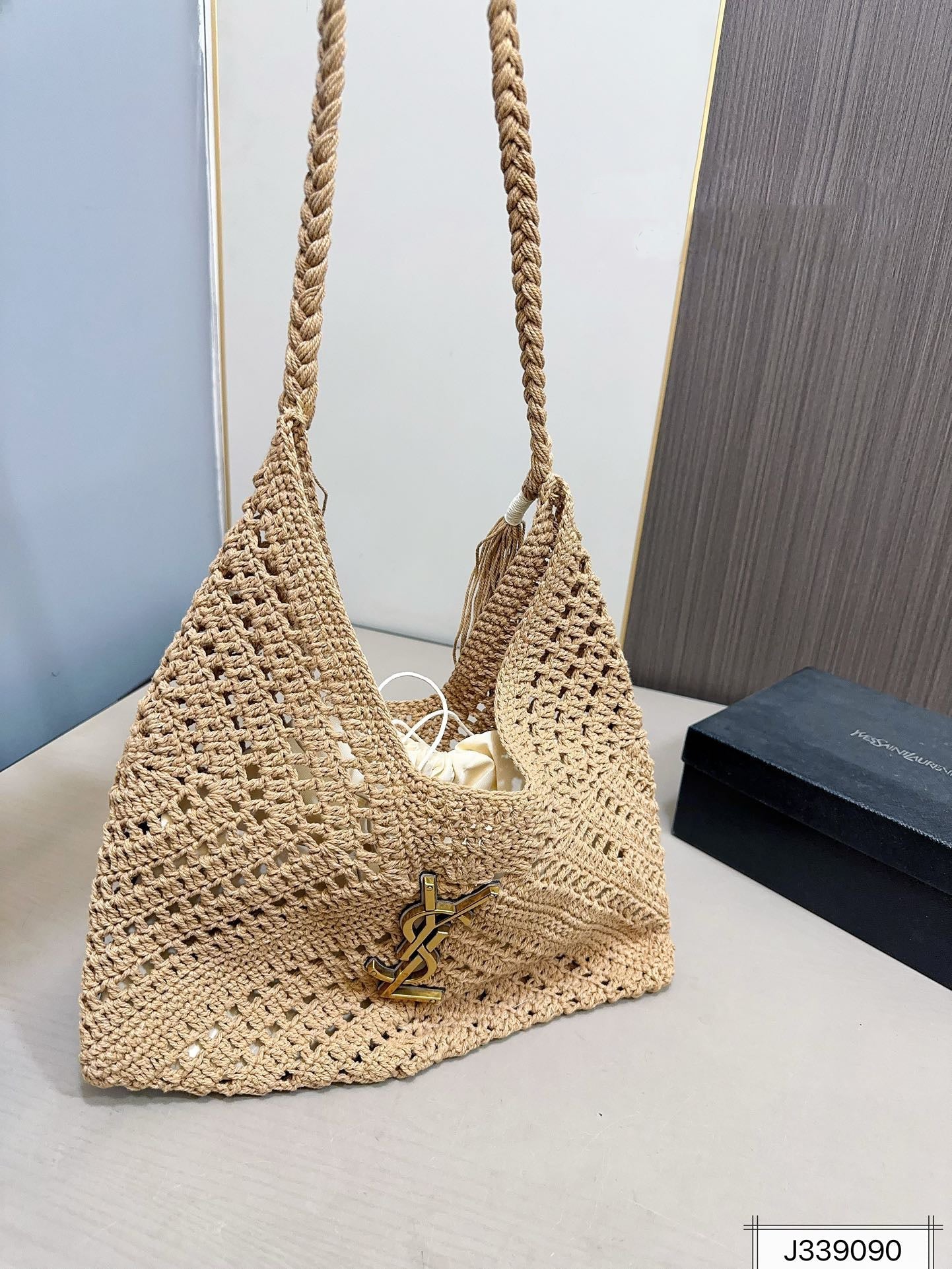 SAINT LAURENT YSL Raffia Tote Bag Beach Casual 37x22cm - Top Club