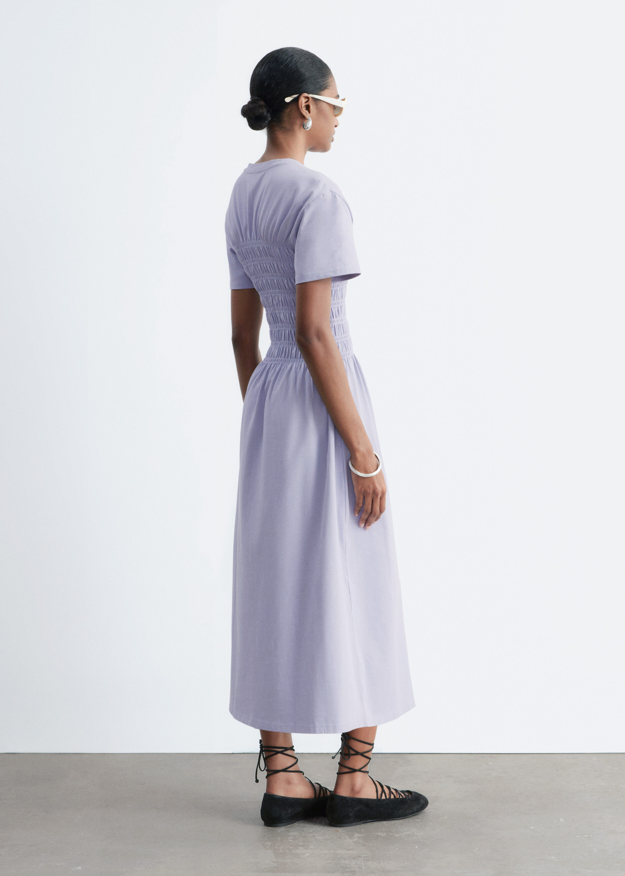 & Other Stories SMOCKED MIDI DRESS