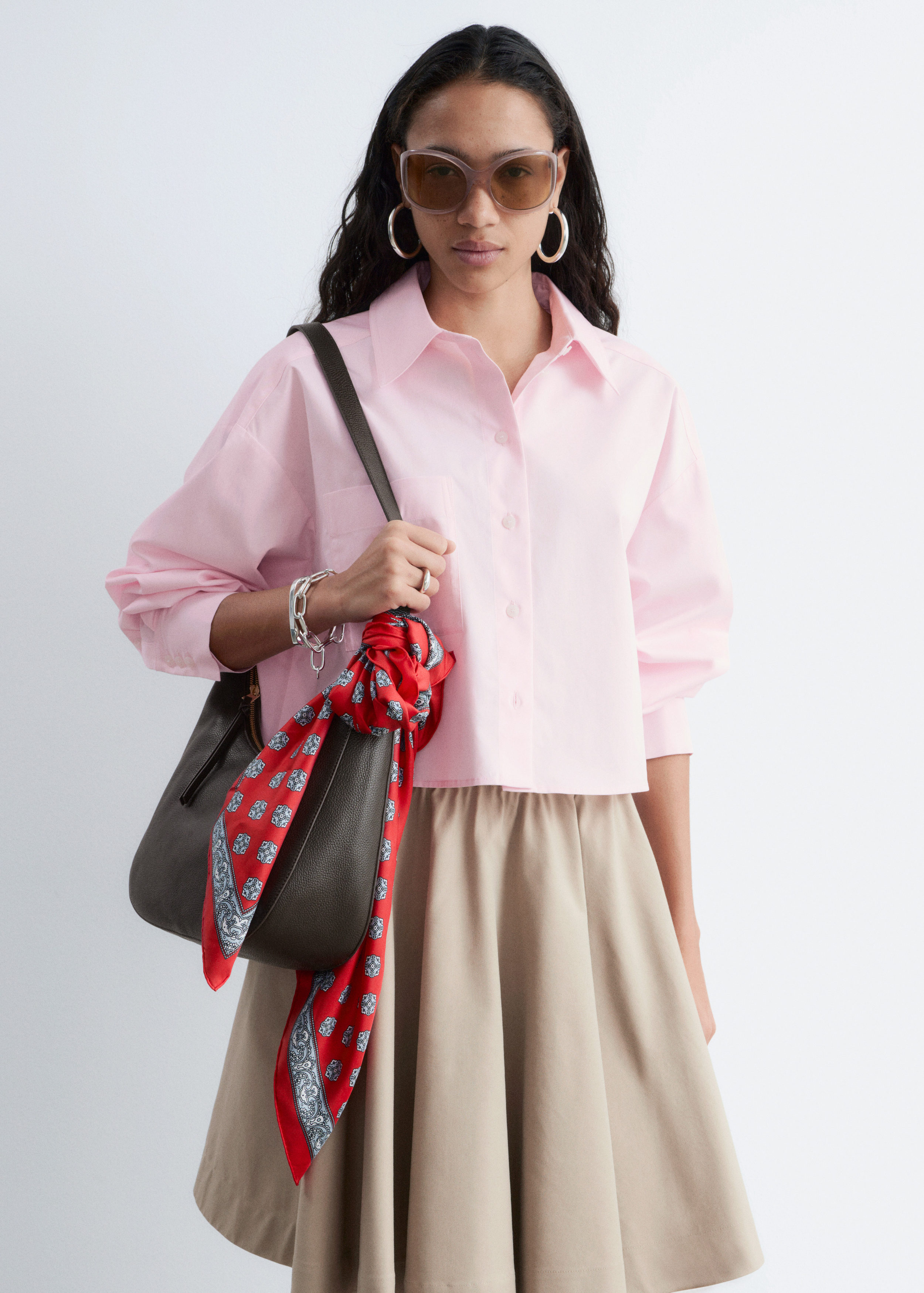 & Other Stories CROPPED OVERSIZED COTTON SHIRT