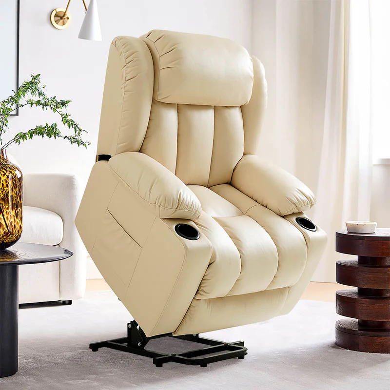 💥Clearance Sale🔥 Mcombo Electric lift Recliner sofa with massage and heating functions, 3 positions, 2 side pockets and cup holders, USB ports!