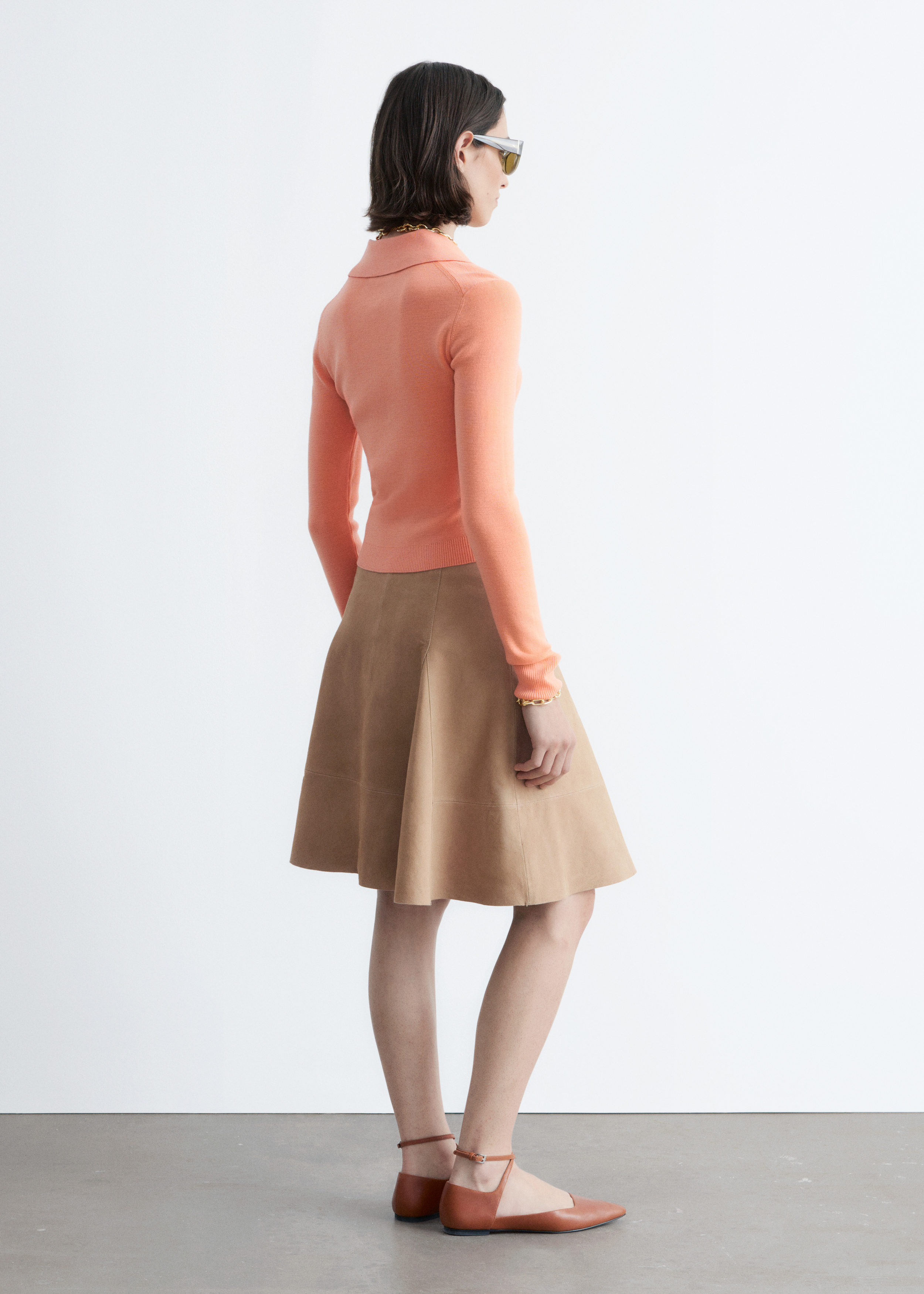 & Other Stories RIB-KNIT MERINO WOOL POLO TOP