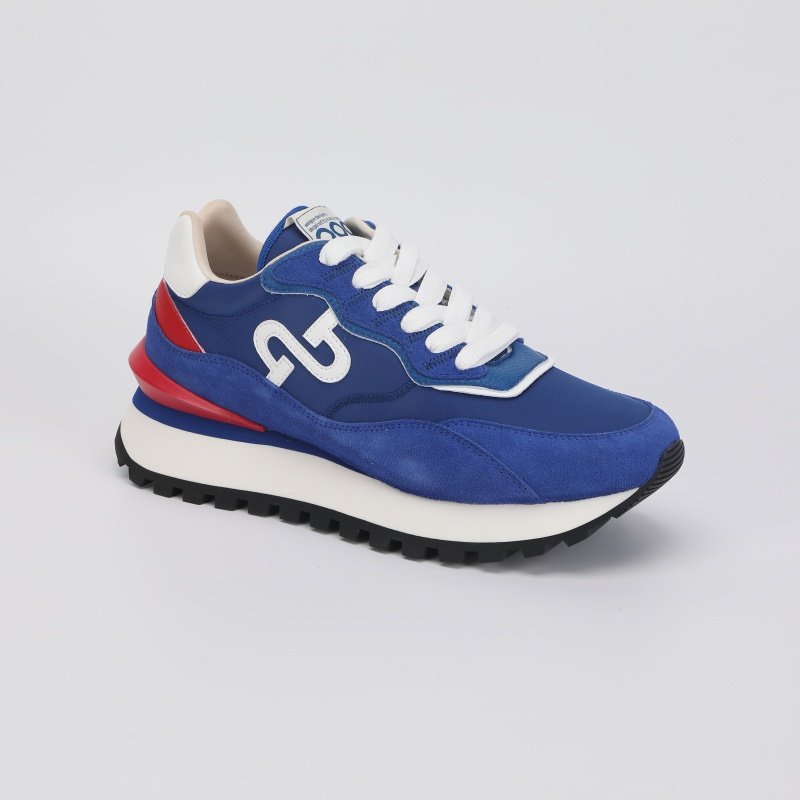 Men Lace-Up Suede Leather Sports running shoes Blue Sneakers