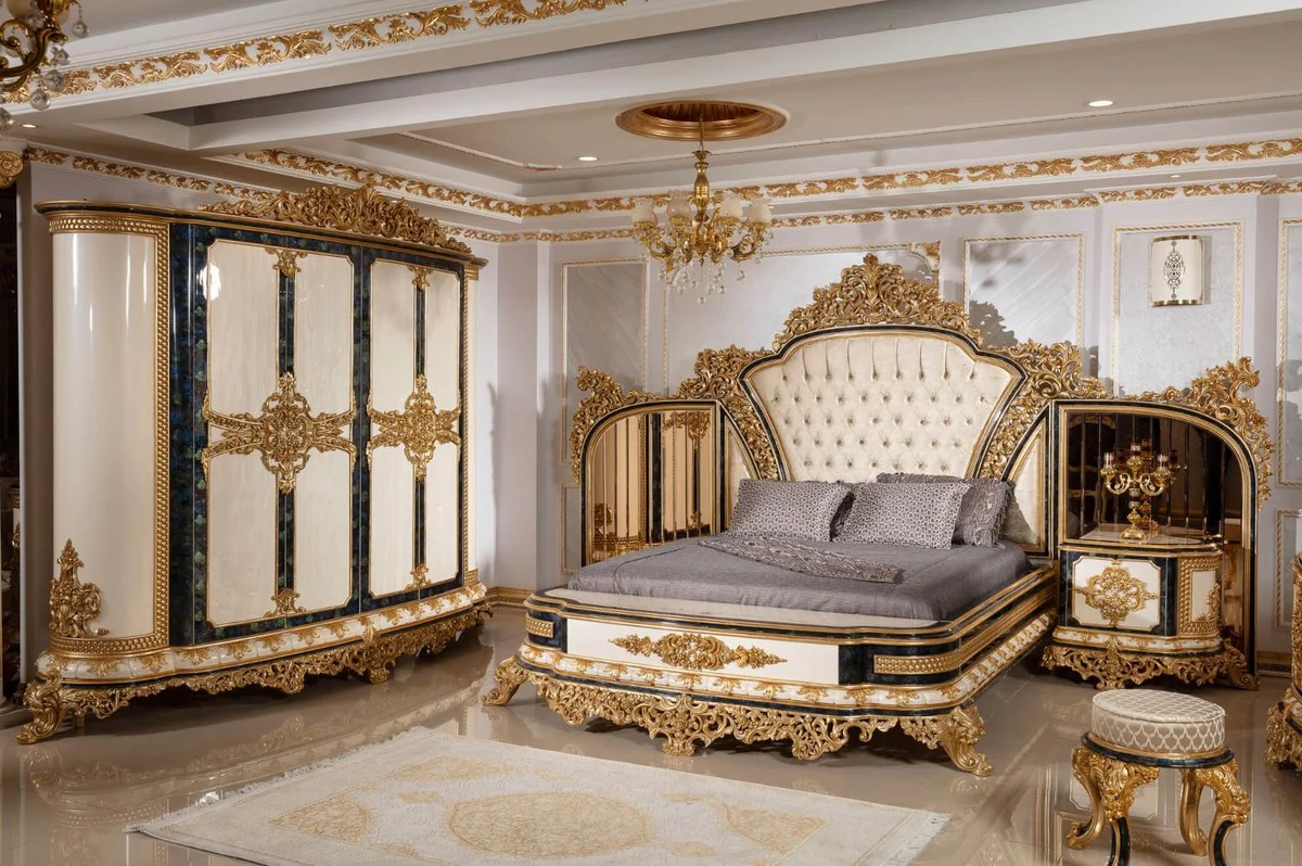 Luxury Baroque Bedroom Wardrobe White / Blue / Gold - Magnificent Wardrobe in Baroque Style - Baroque Bedroom & Hotel Furniture - Noble & Magnificent