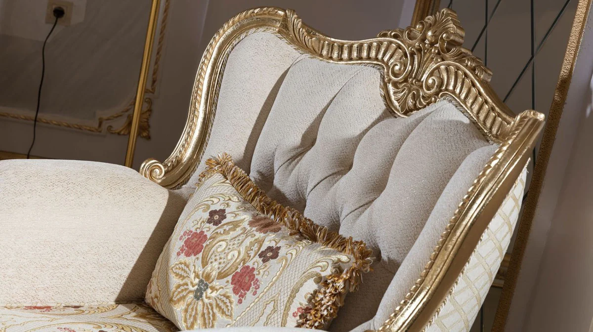 Luxury Baroque Style Living Room Furniture Set Gray / White / Gold