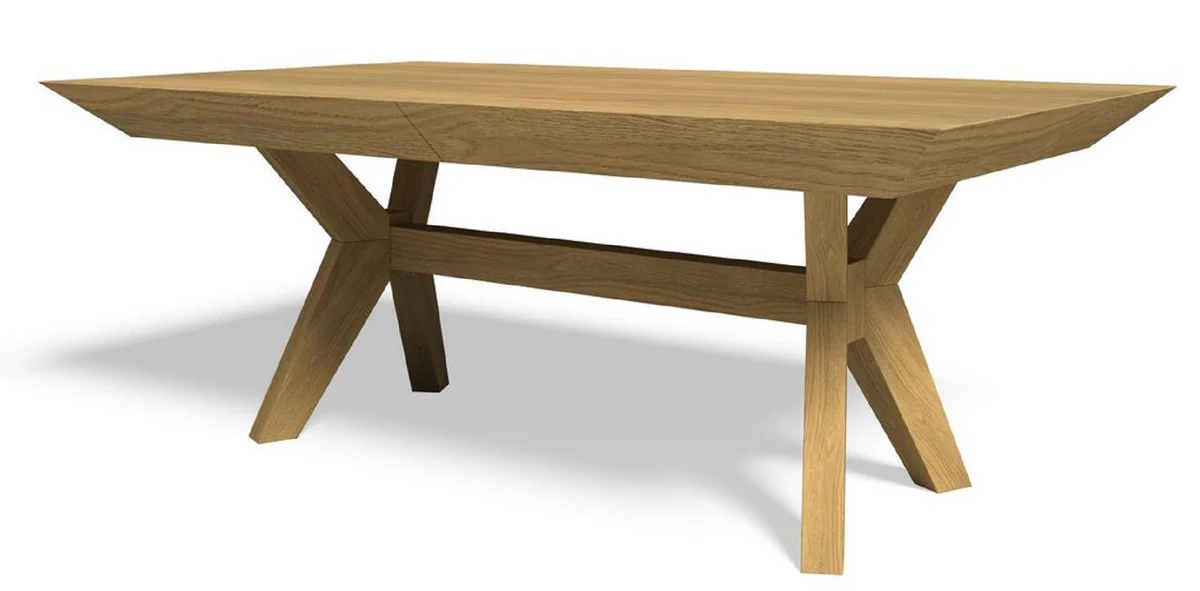 Luxury dining table natural colors 190-382 x 110 x H. 77 cm - Extendable solid wood kitchen table - Dining room furniture - Solid wood furniture - Luxury furniture