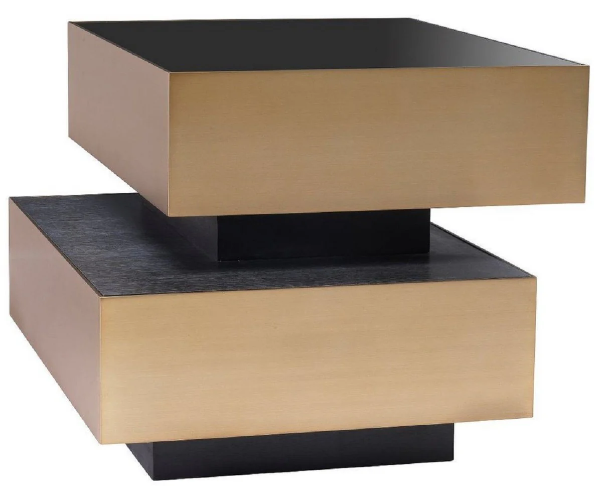Luxury side table brass colored / anthracite gray / black 62 x 80 x H. 48 cm - living room furniture - luxury quality