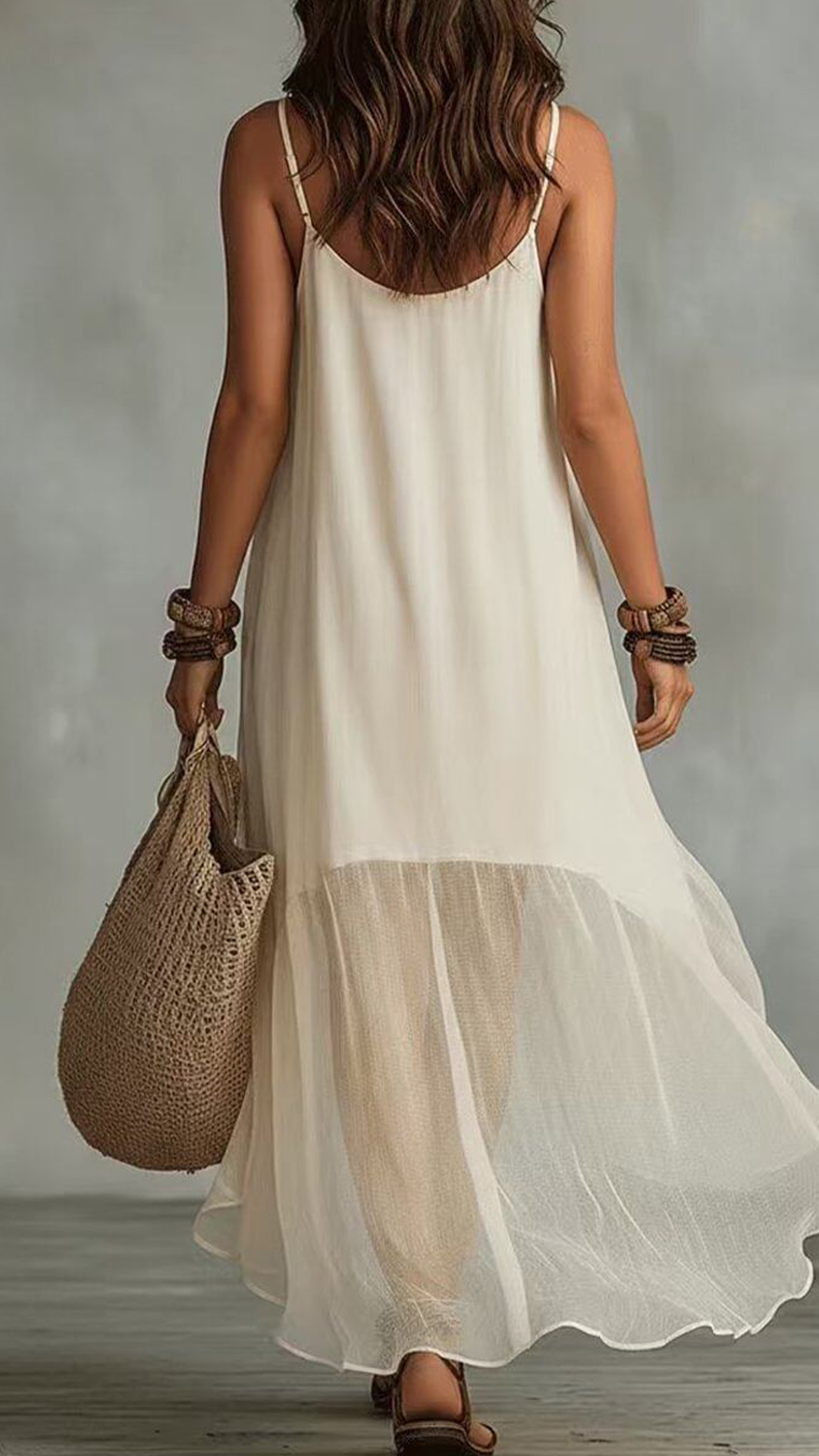 Women's Off-White Halter Irregular Tiered Maxi Dress - Nordfashionstorm - Women's Clothing, Fashion for You - Nordfashionstorm.com
