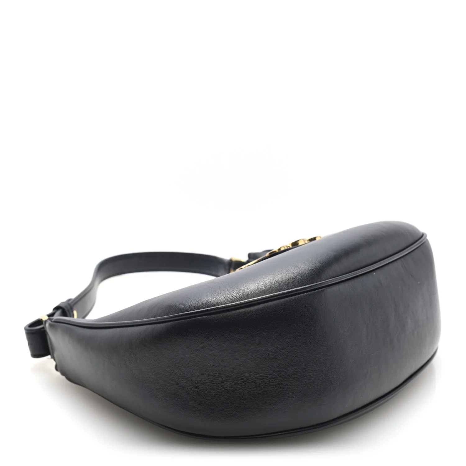 Smooth Calfskin Medium Strap Ava Triomphe Shoulder Bag Black - Top Club