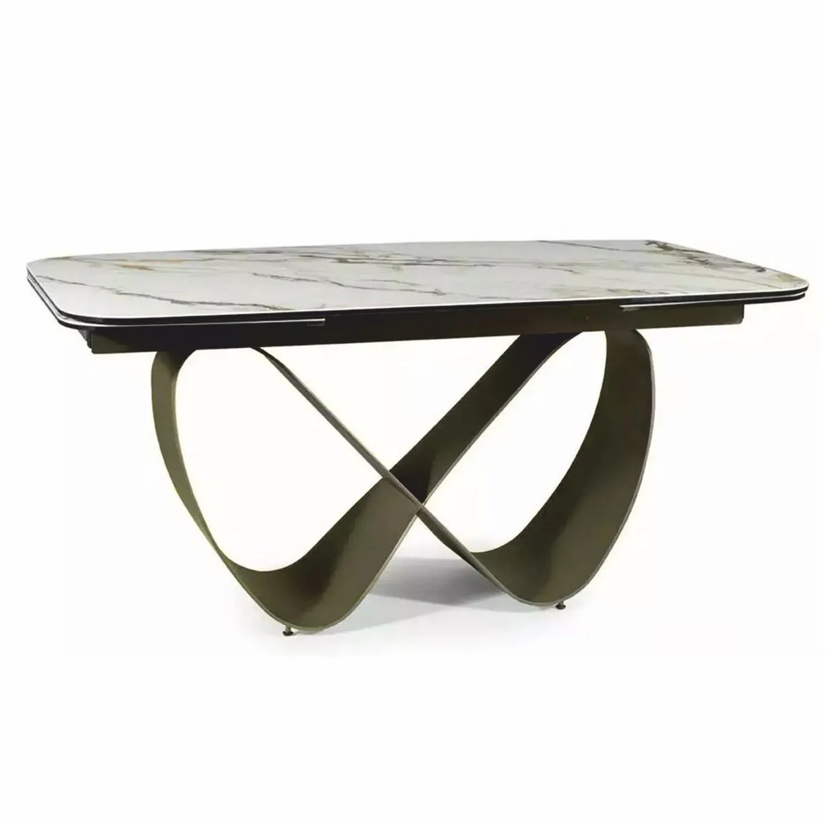 Luxury dining table white / amber / brass 160-240 cm - extendable