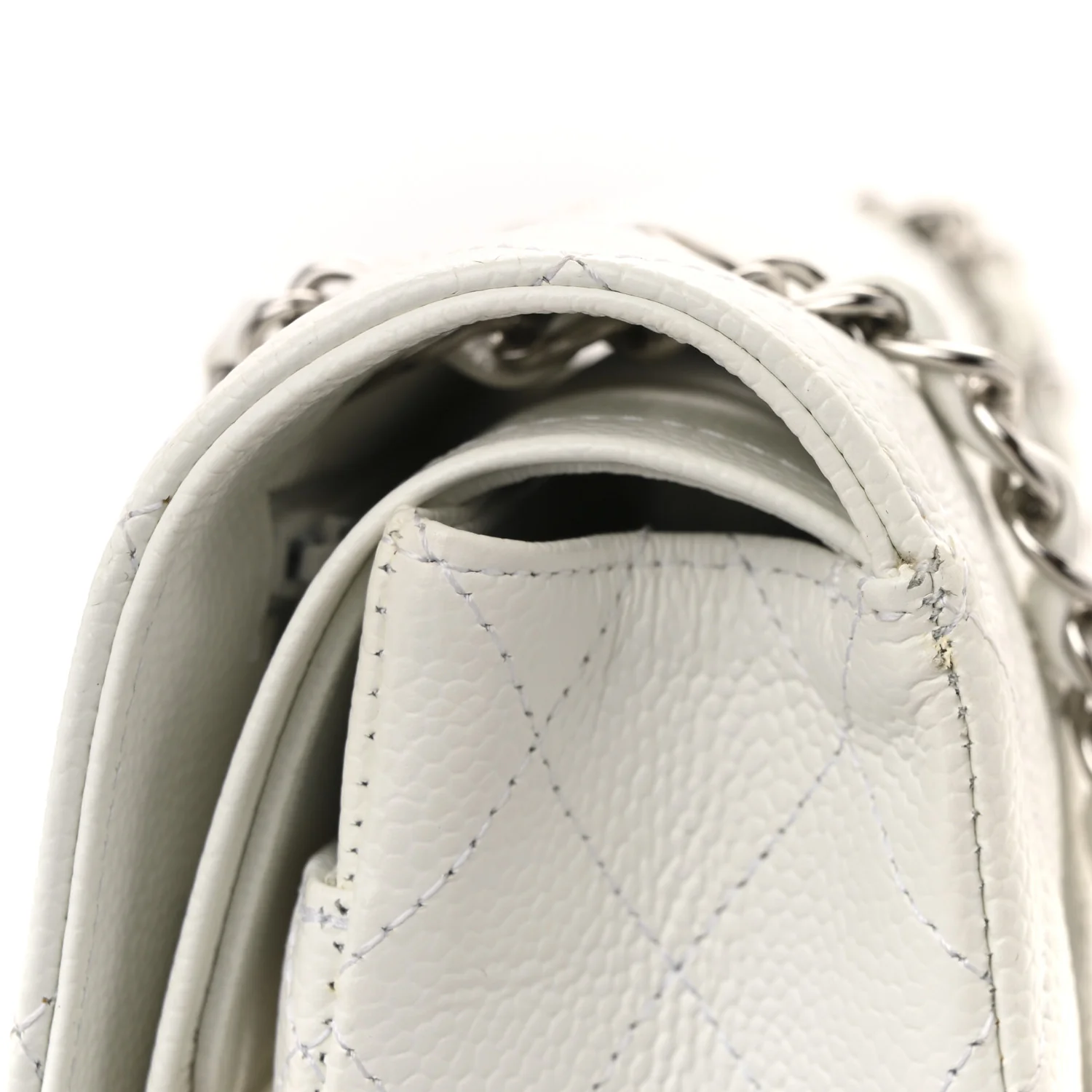 Caviar Quilted Medium Double Flap White - Top Club