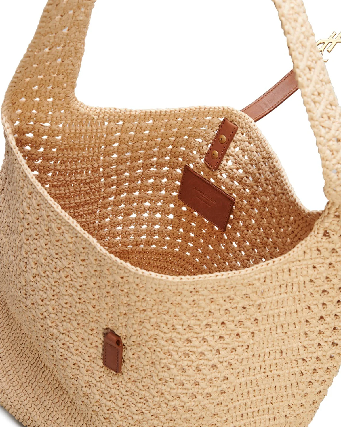 SAINT LAURENT Hobo YSL Shoulder Bag in Raffia - Top Club