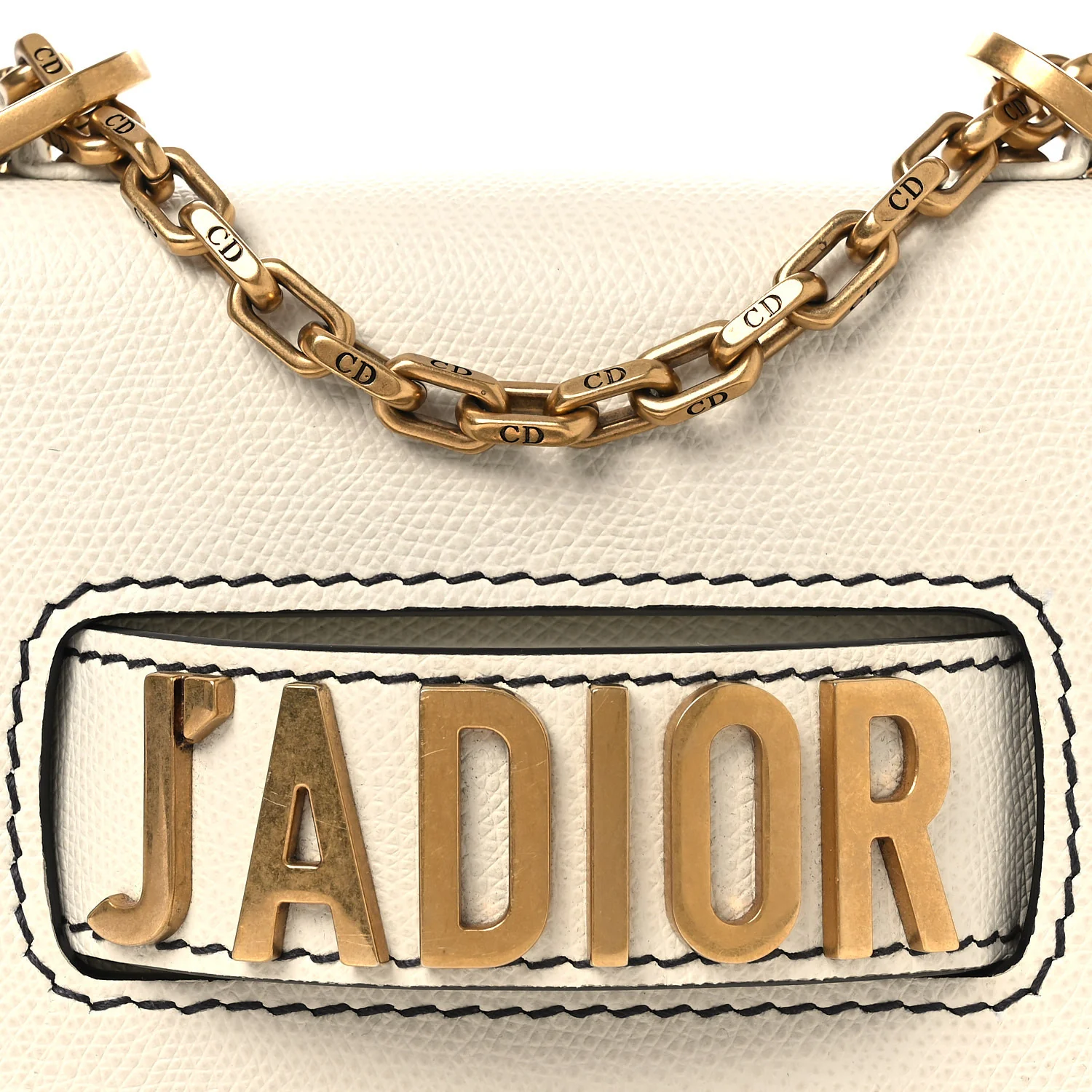 Grained Calfskin Mini J'Adior Chain Flap Bag Latte - Top Club