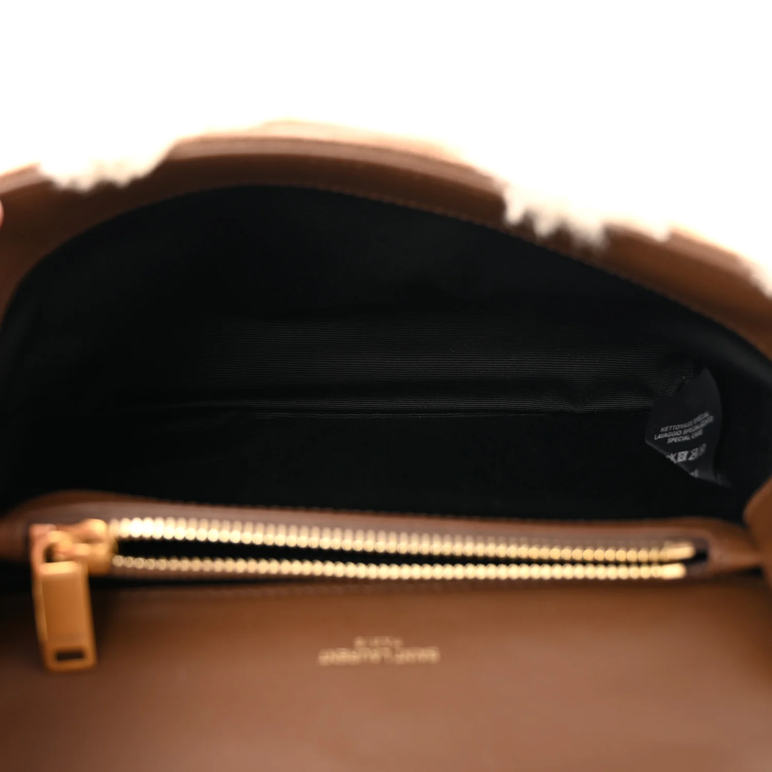 Nubuck Shearling Chevron Monogram Medium College Bag Dark Cigar Natural Beige - Top Club