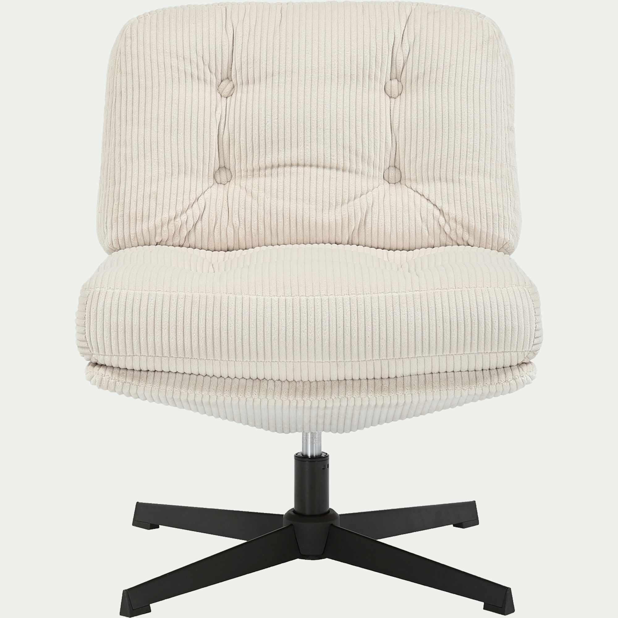 KIARA - Chaise pivotante en velours côtelé et piétement en fer - beige
