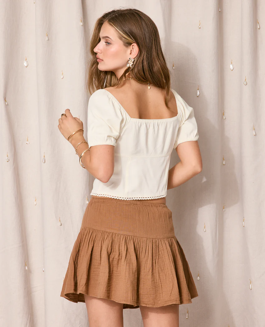 Pimkie Blouse manches ballons avec finitions croquet